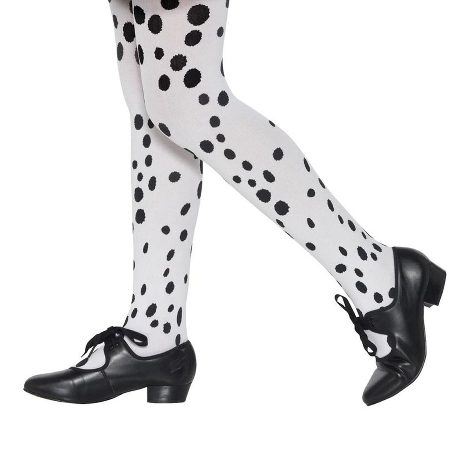 Elbow Length Dalmatian Gloves Fancy Dress Cruella De Accessory Black White