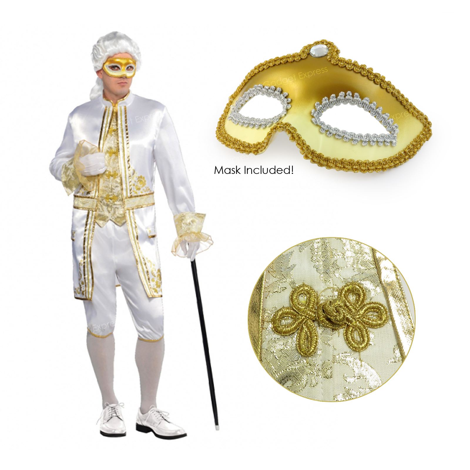 Adult Mens Casanova Renaissance Masquerade Venetian Fancy Dress Costume Mask
