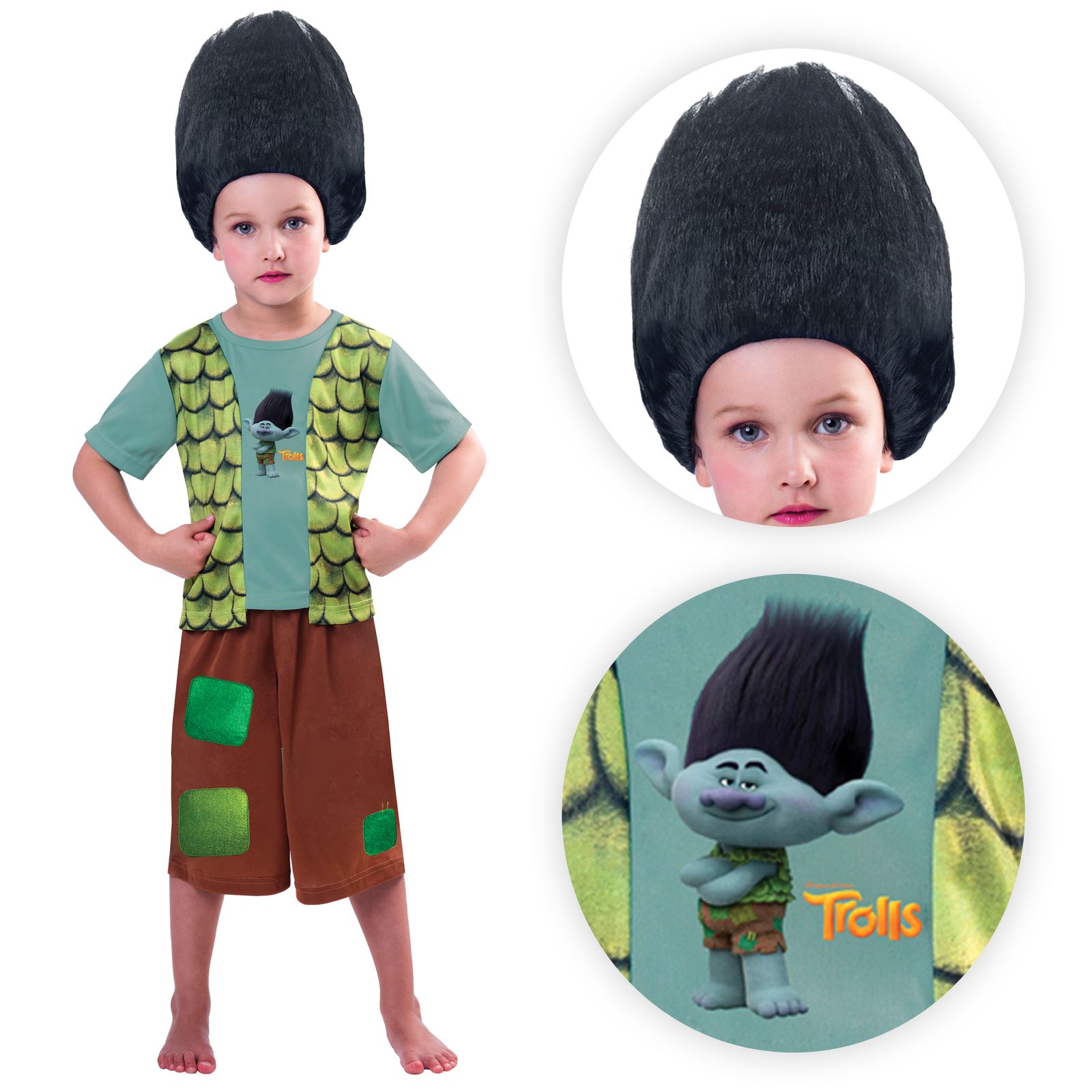 Branch Wig Headpiece Trolls Movie Fancy Dress Halloween Child Costume Accessory