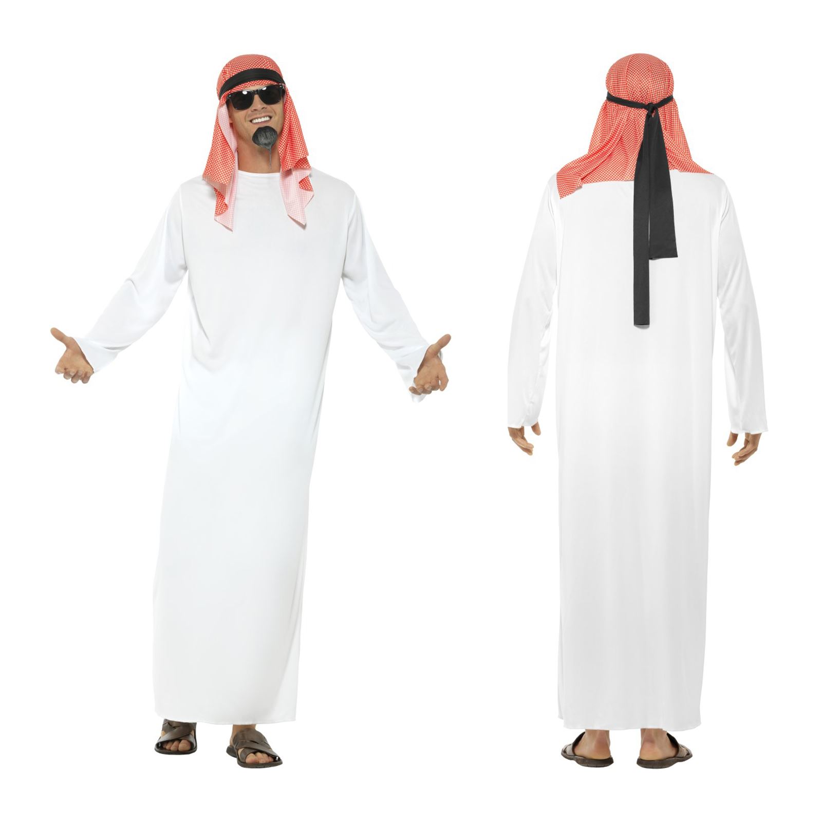 Mens Arab Sheik- Tunic Headdress White Arab Outfit
