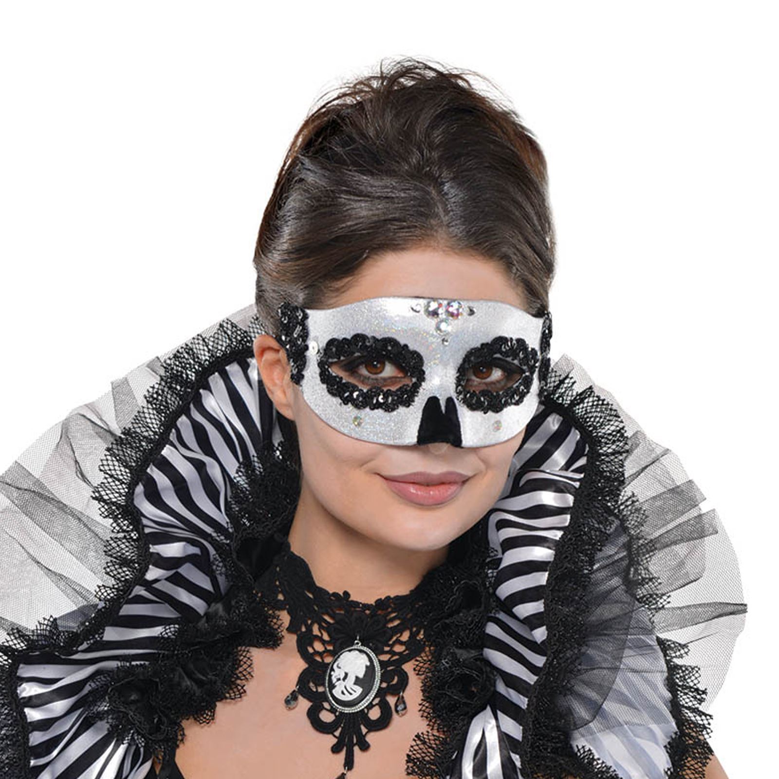 Ladies Day of the Dead Mexican Filigree Rose Eye Mask Halloween Fancy Dress