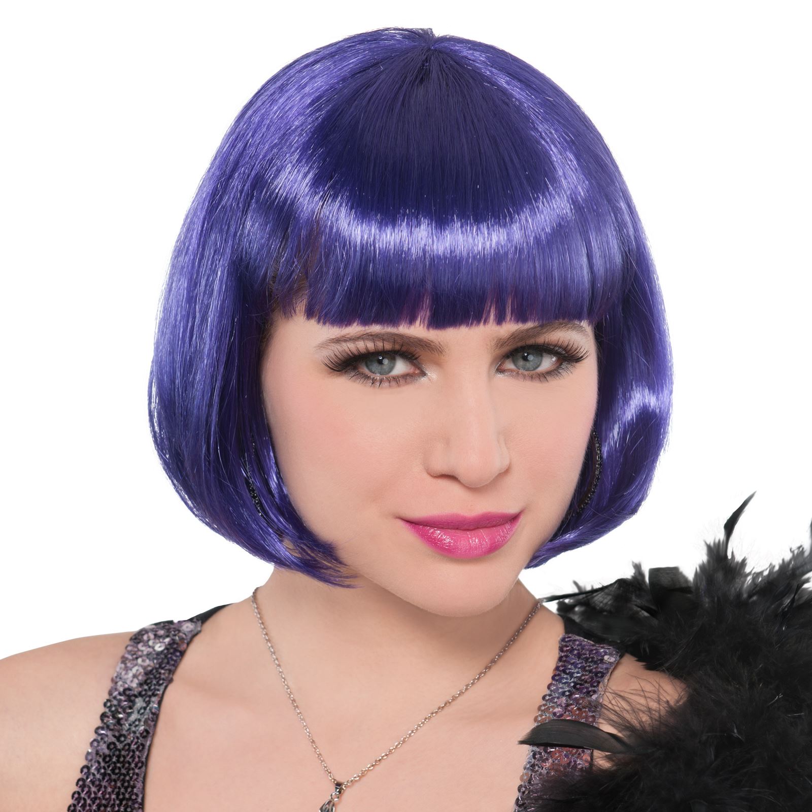 Womens New Purple Space Cadet Bob Style Wig Short Hair Fancy Dress