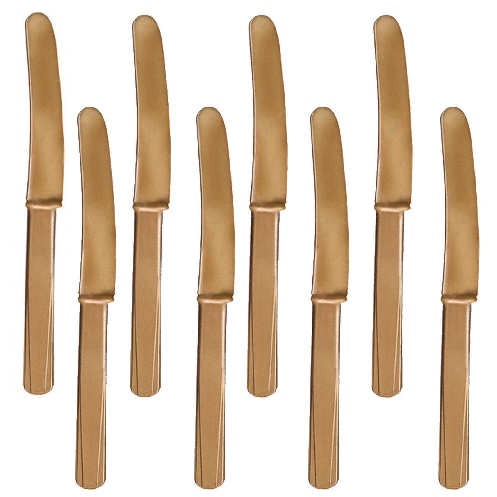 24 Hollywood Gold Plastic Cutlery Forks Knives Spoons Party Tableware