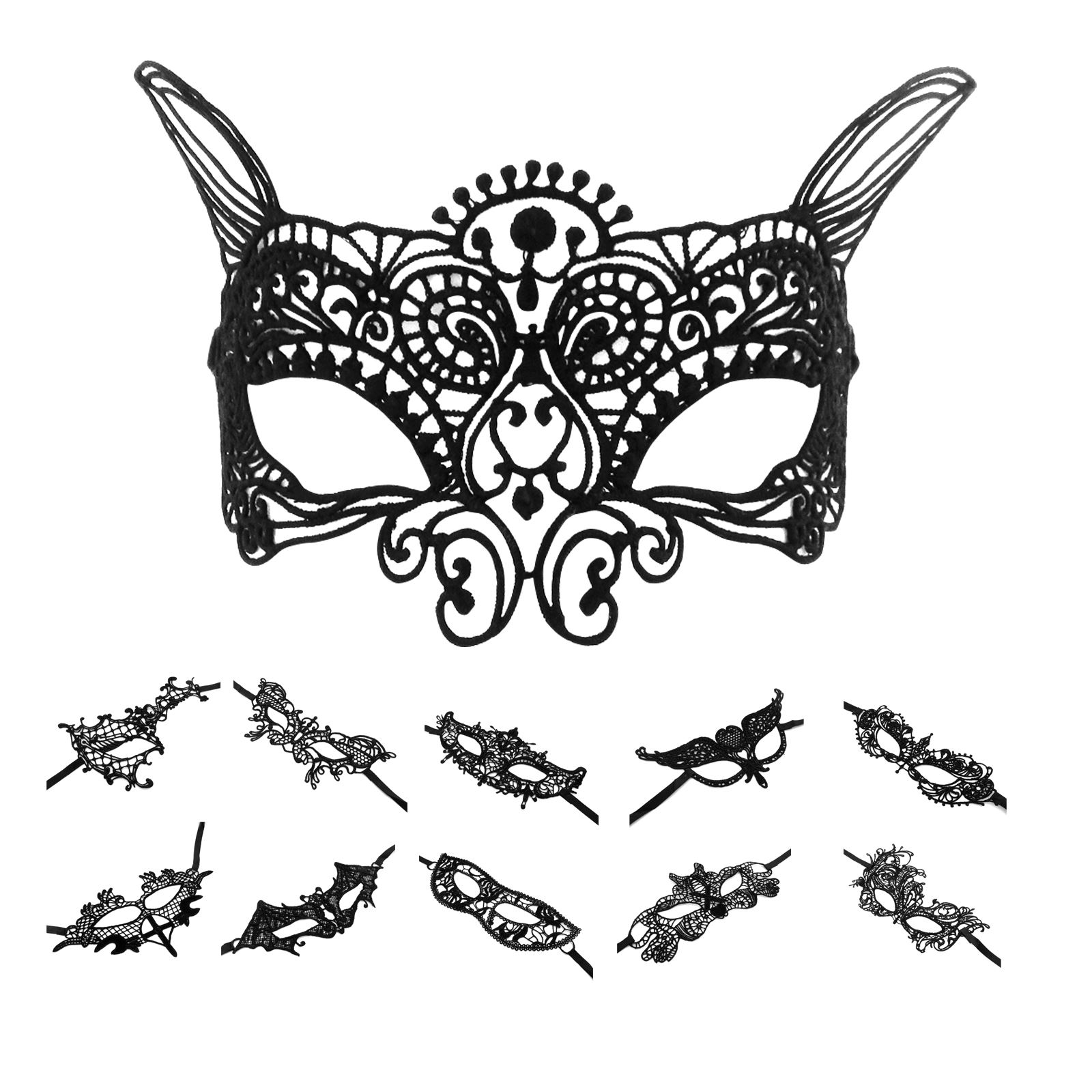 Black Soft Lace Venetian Masquerade Eye Mask Halloween Party Evening Fancy Dress