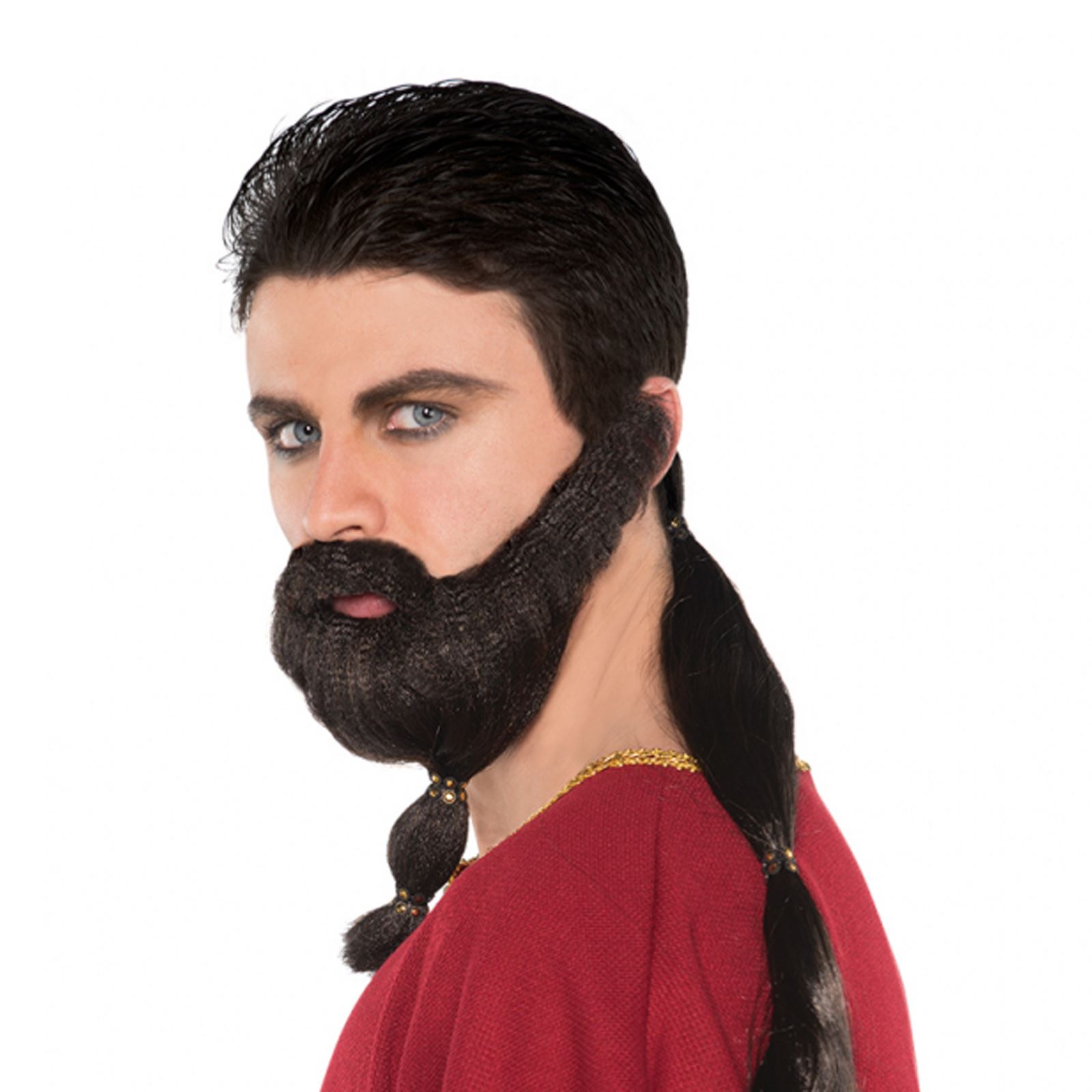 Adult Mens Gladiator Warrior Beard Ponytail Khal Fancy Dress