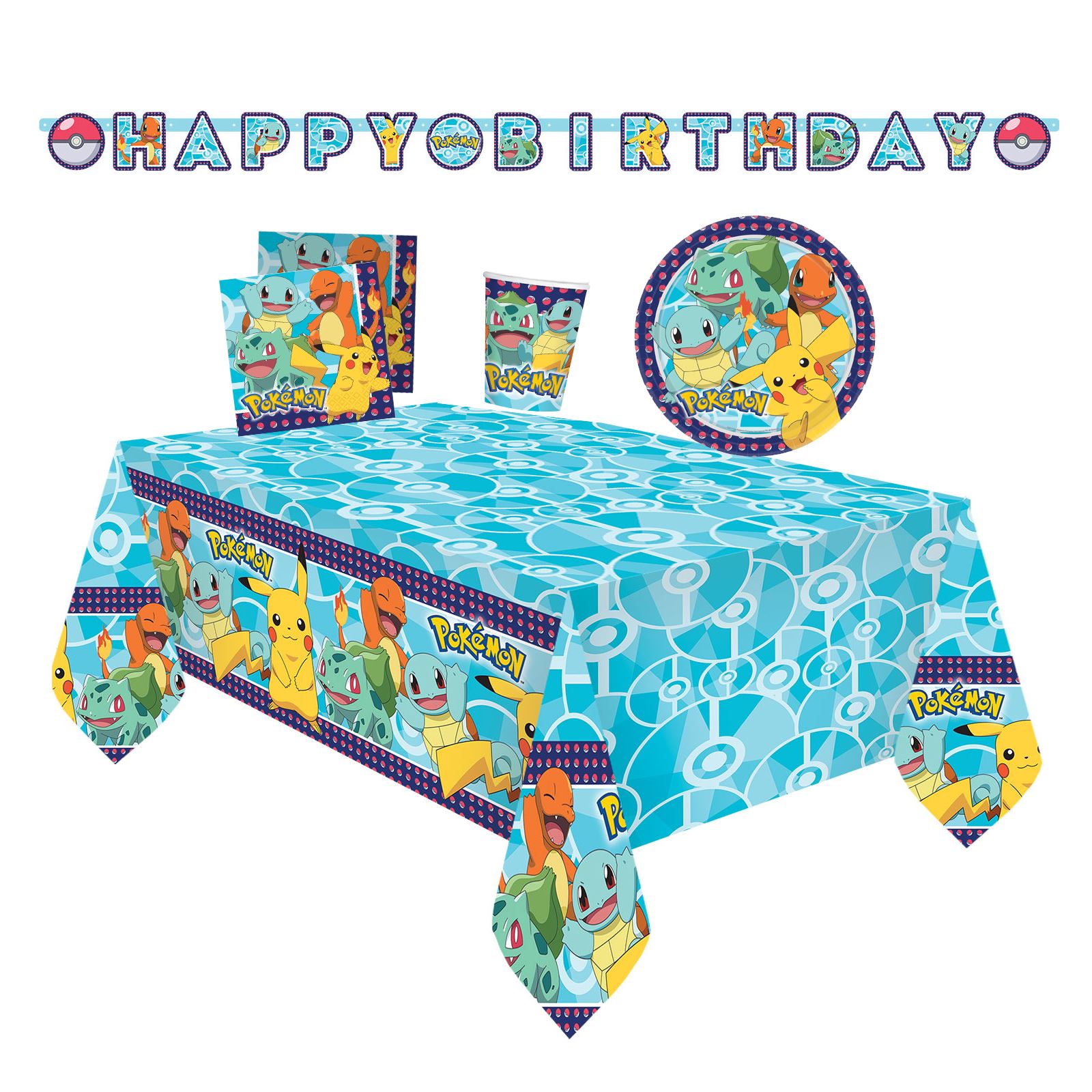 POKEMON PLASTIC PARTY TABLE COVER PIKACHU SQIRTLE BULBASAUR CHARMANDER NEW GIFT