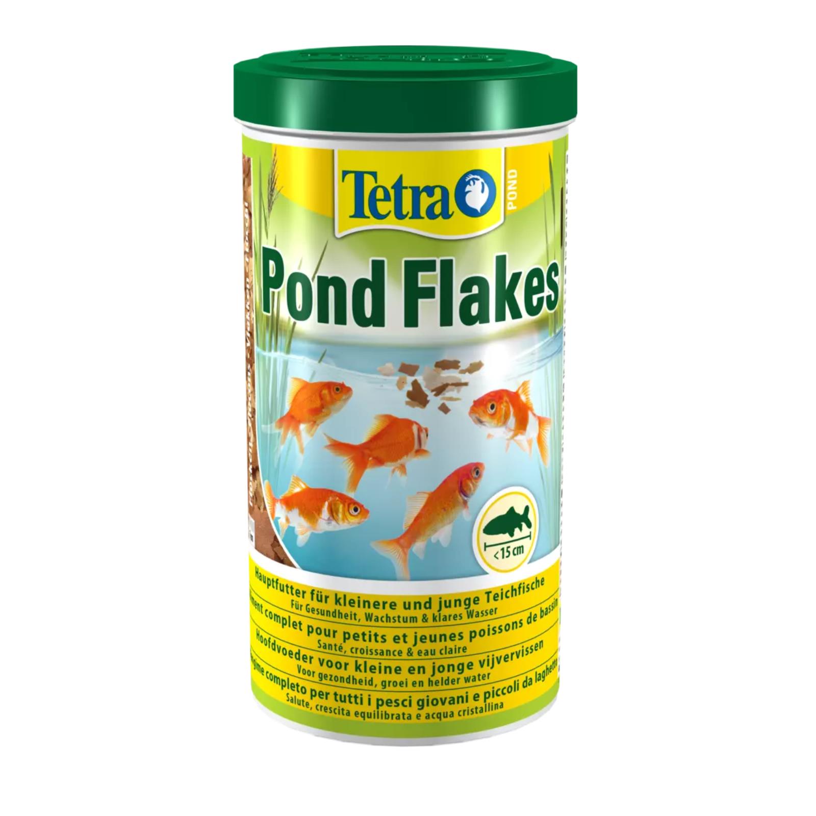 Comida digestiva alta en proteínas completa y variada para peces Tetra Pond Flake