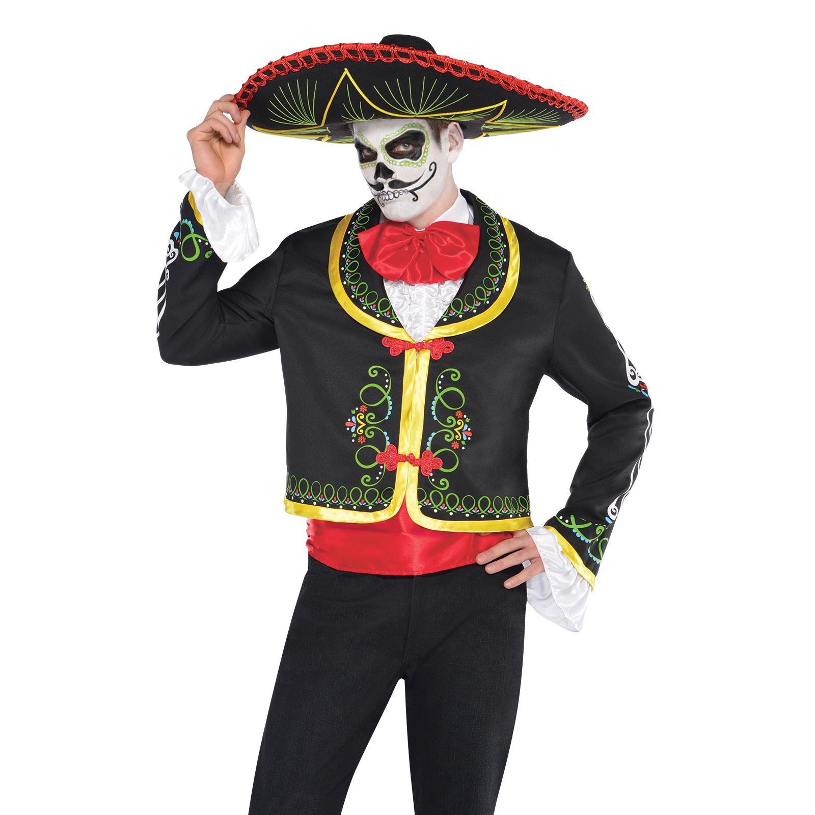 Canna Da Uomo Costume Teschio Messicano Costume Di Halloween Giorno dei Morti Scheletro