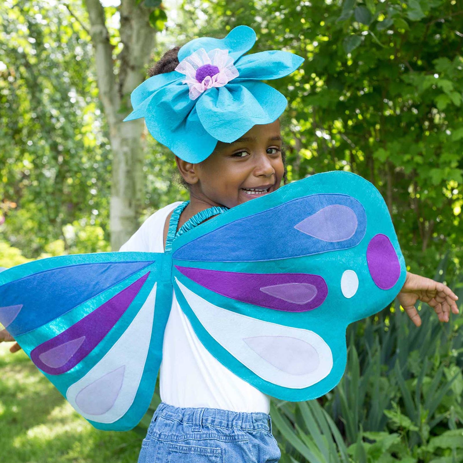 girls blue butterfly dress