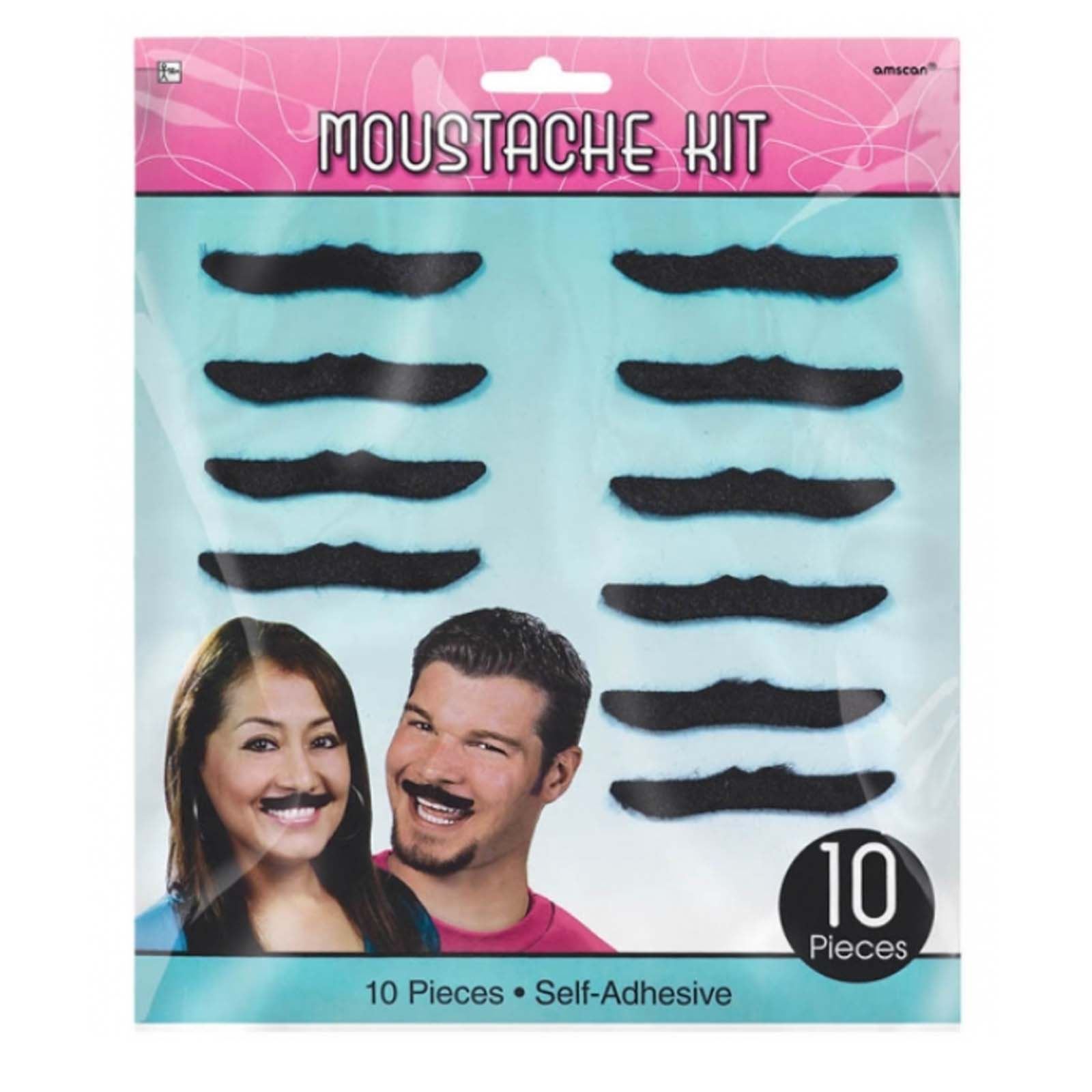 Fancy Dress Self Adhesive Stick on Moustaches Moustache Kit x10 Funny