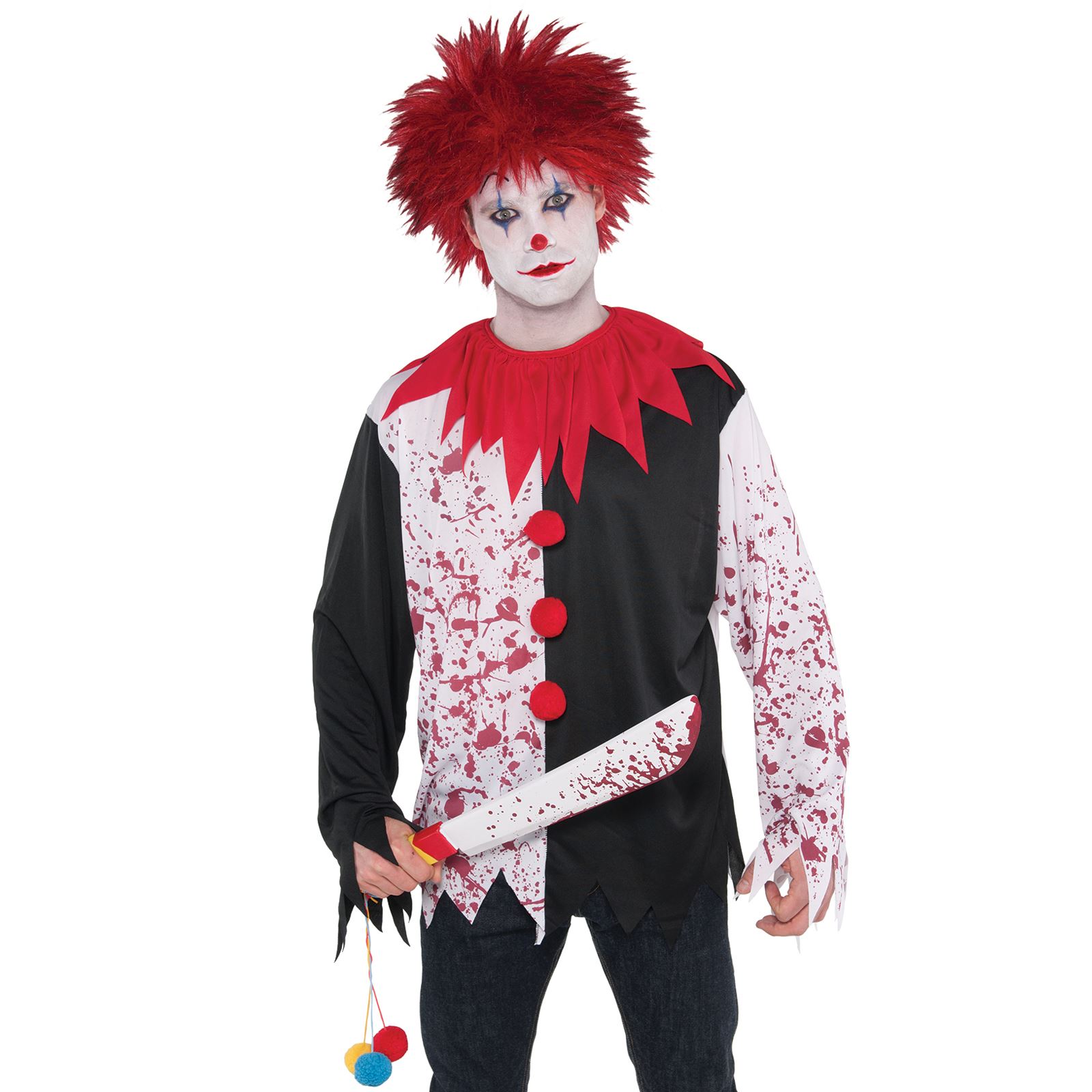 Mens Evil Killer Clown Top T Shirt Halloween Bloody Circus Freak Fancy Costume