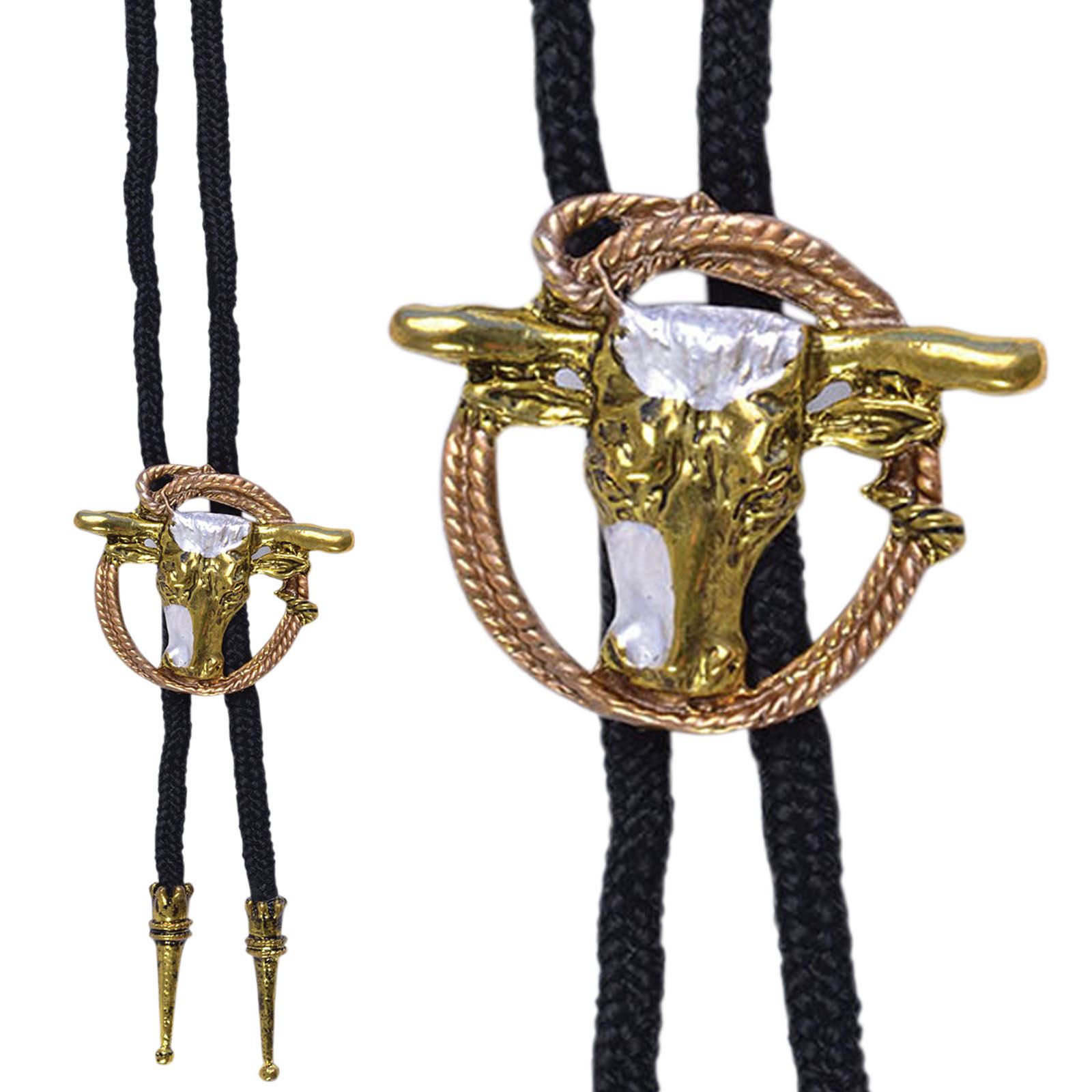 New Cowboy Bootlace Bolo Tie Bull Western Fancy Dress Jewellery Sheriffs Badge