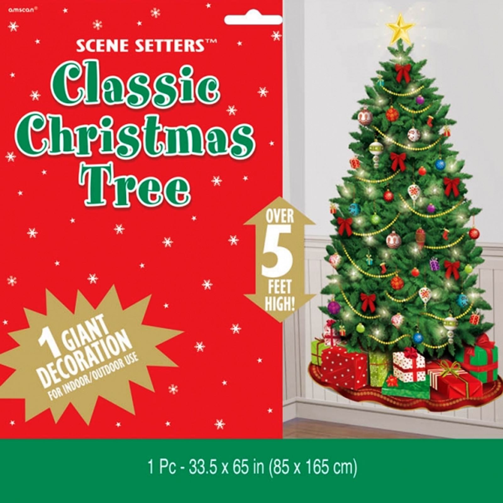 5ft Christmas Tree Gift Presents Scene Setter Wall Decoration