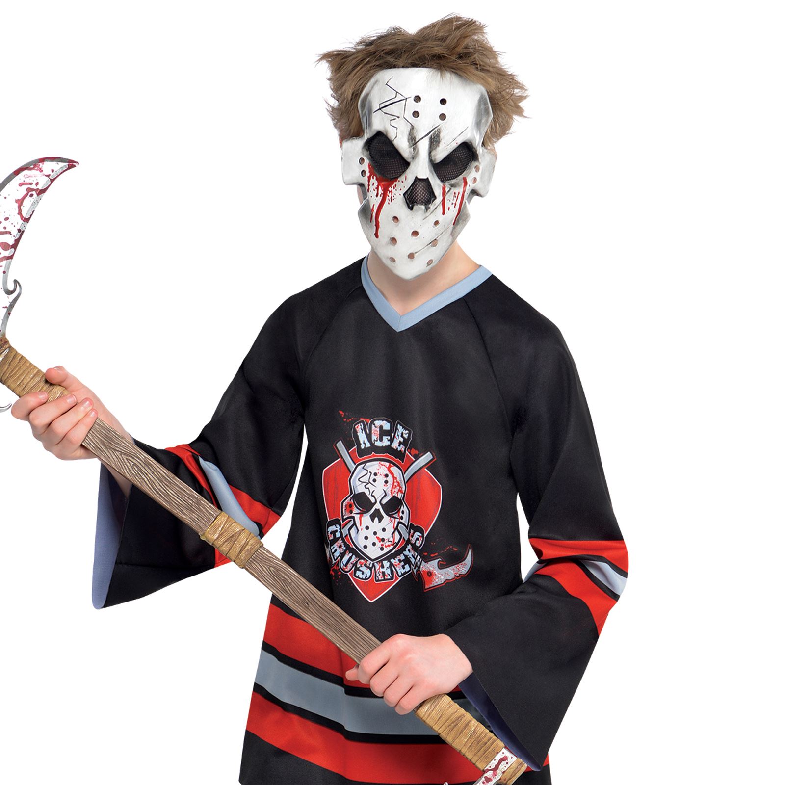 Boy Teen Halloween Ice Zombie Bloody Face Off Fancy Dress Costume