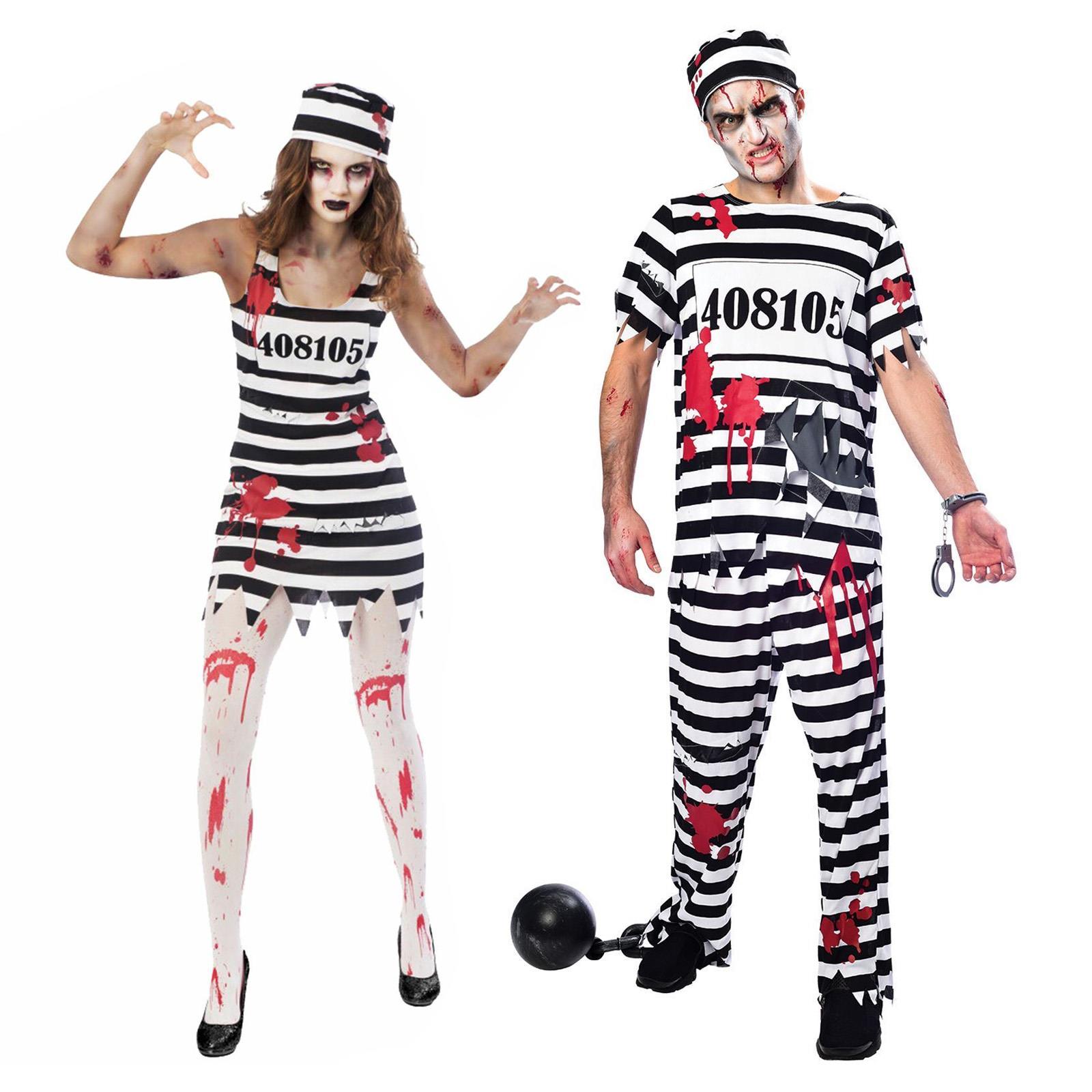 Couples Halloween Zombie Convict Costume Prisoner Inmate Escape His