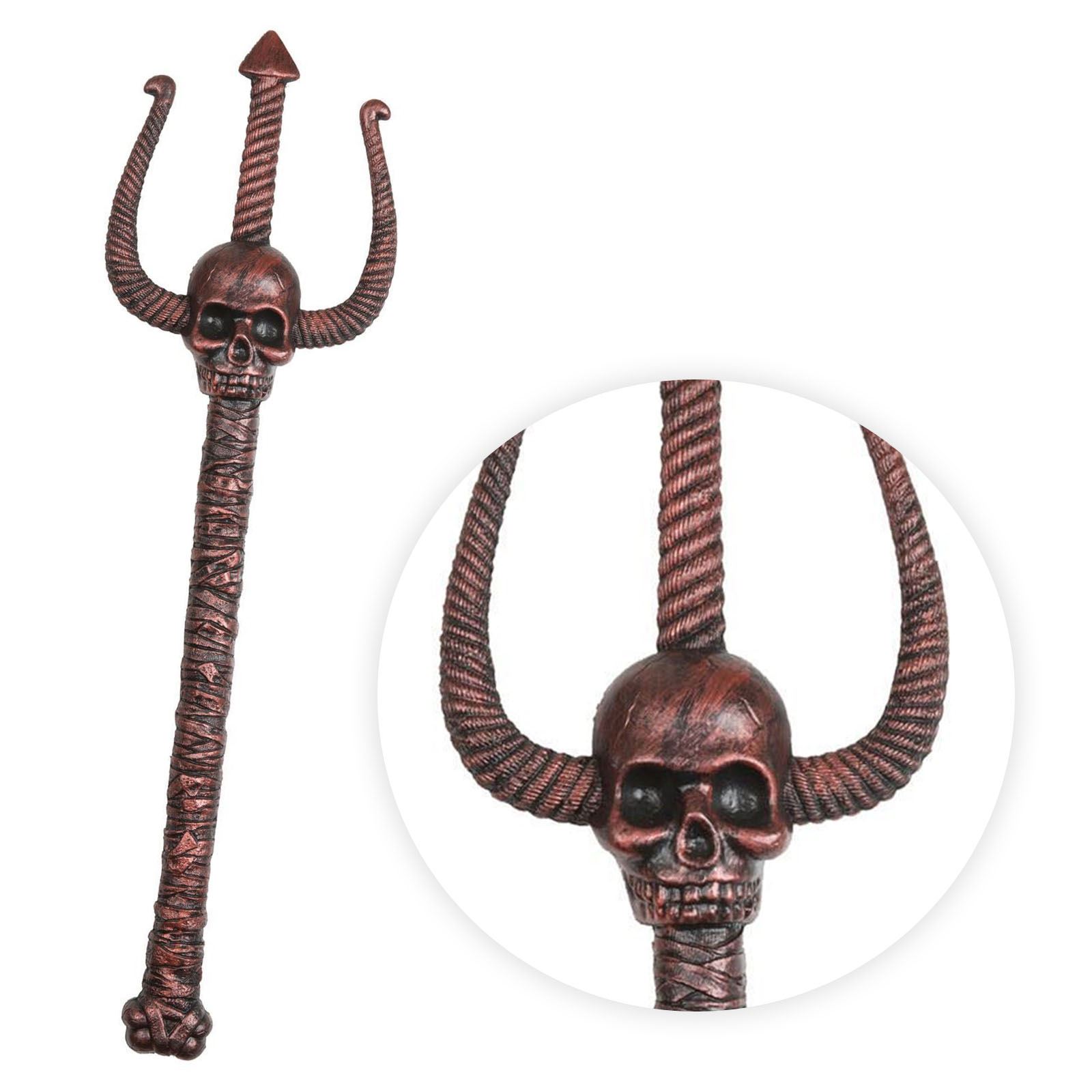 Big 58cm Red Blood Skull Fork Trident Spear Thrones Devil Demon