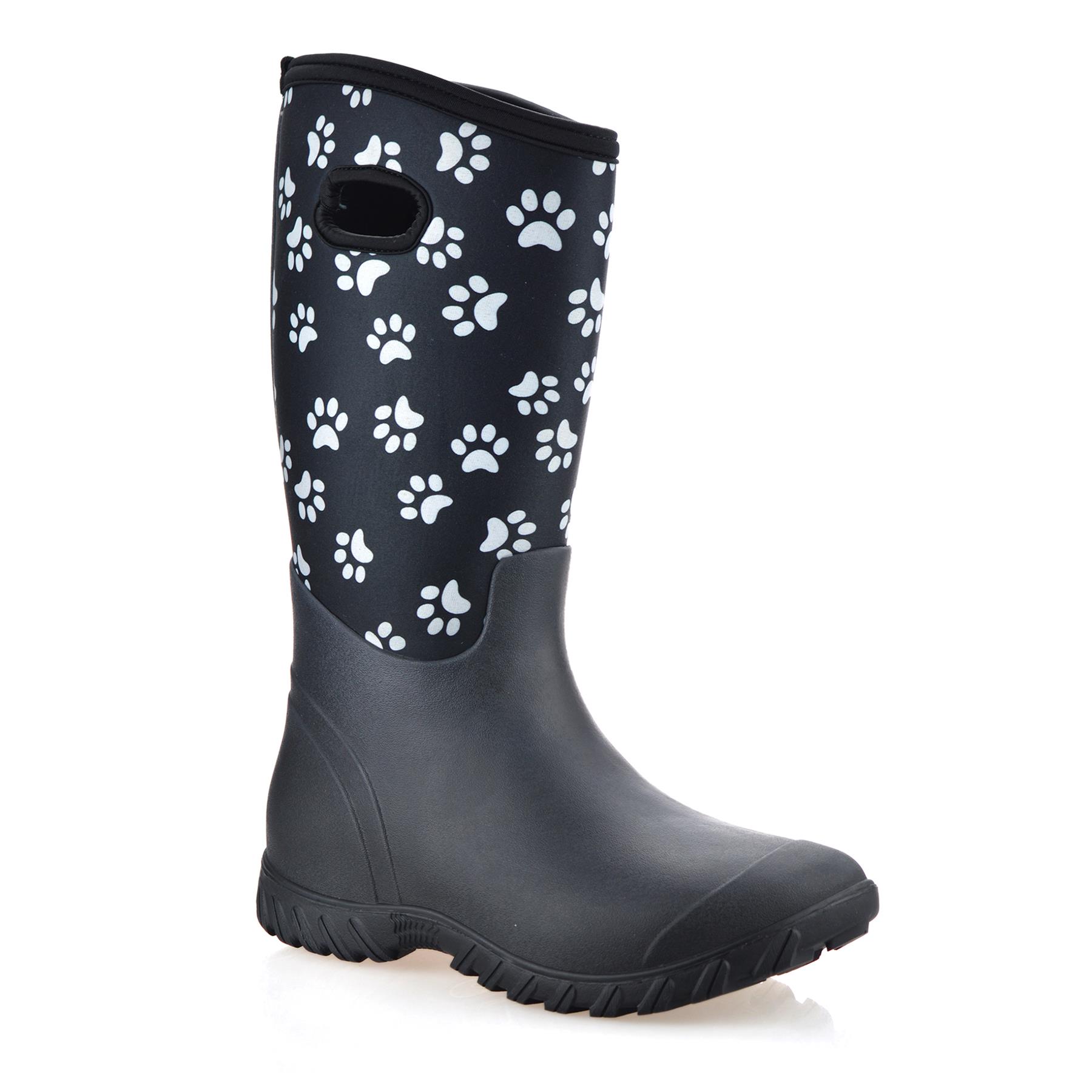 Womens Waterproof Neoprene Wellies Winter Rain Snow Wellington Boots Shoes Size - Picture 12 of 23