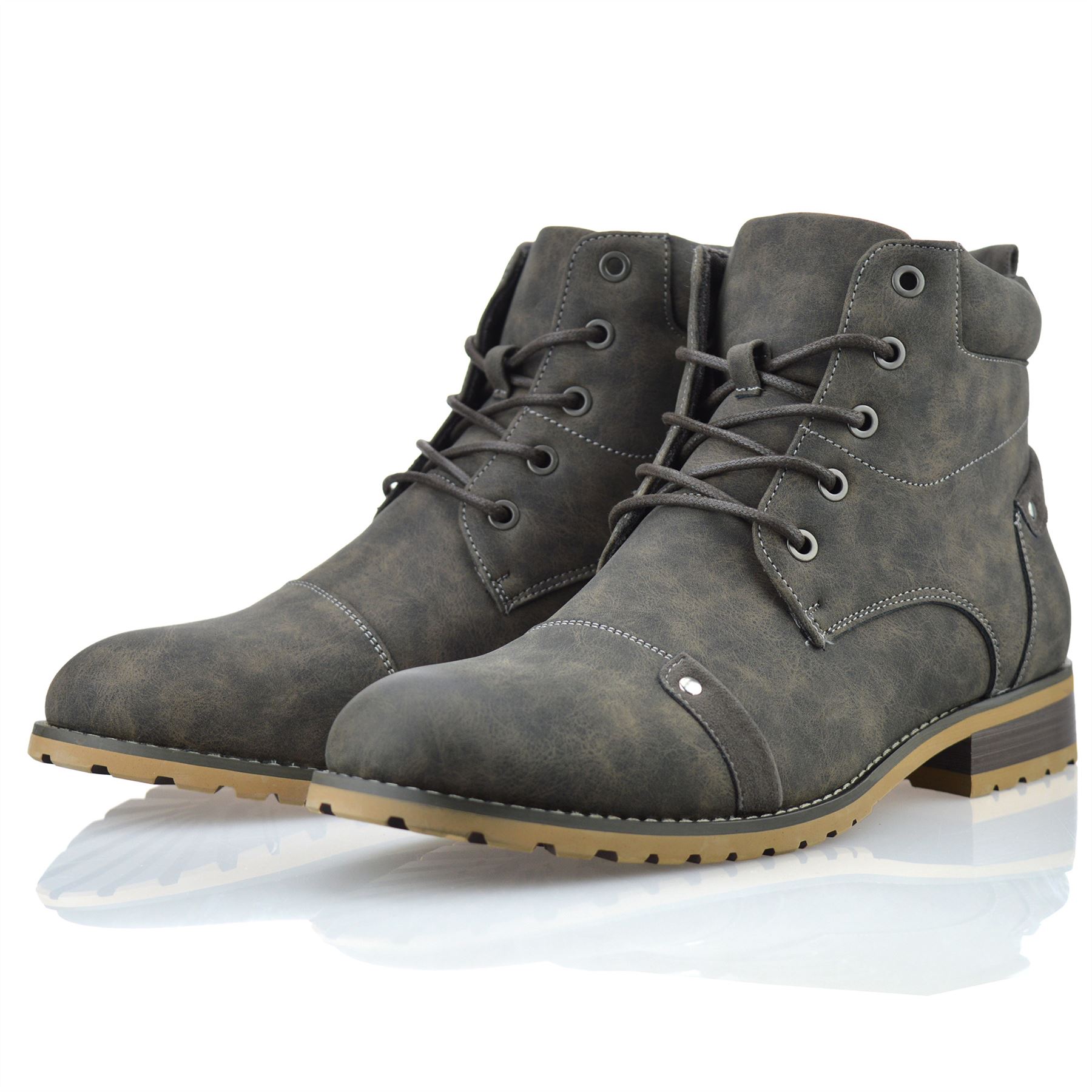 Bottes De Travail Militaires Homme En Cuir - Tige Cheville, Bout Renforcé, Semelle Antidérapante