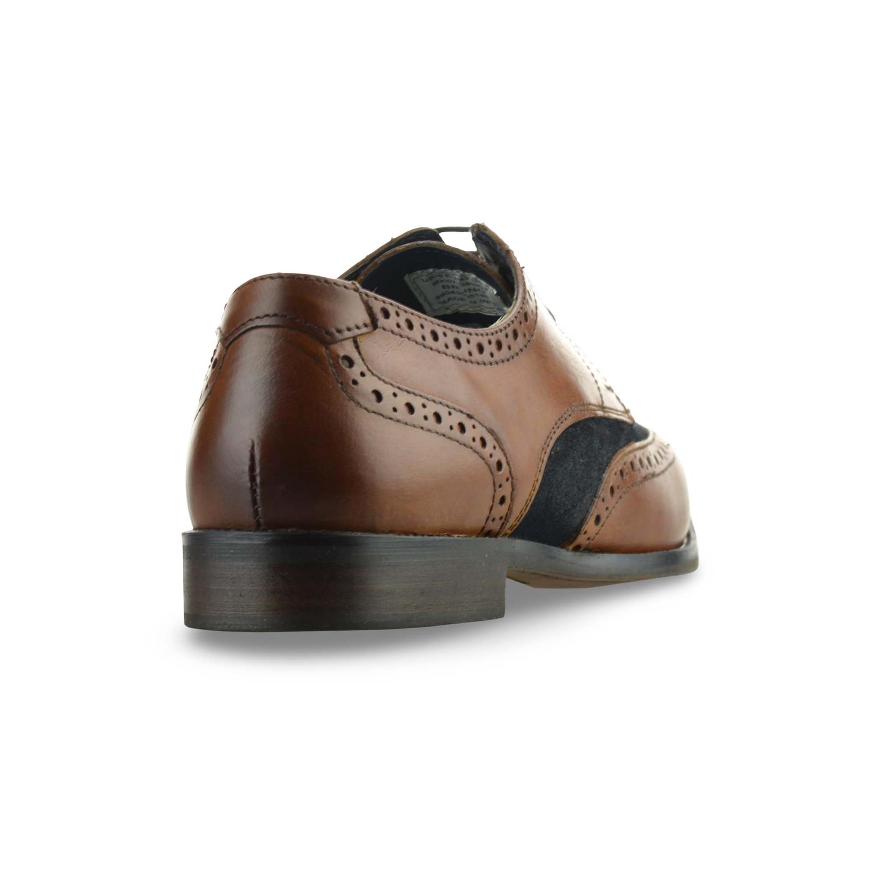Mens Leather Brogue Shoes Smart Formal Casual Lace Up Work Office Brogues Size - Picture 13 of 18