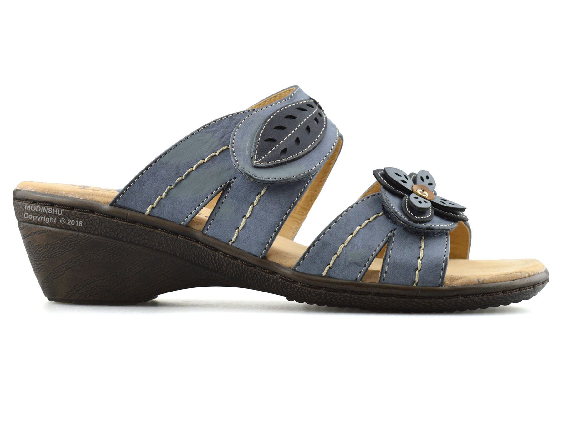 Ladies Womens New Leather Mid Wedge Heel Slip On Summer Mules Sandals Shoes Size | eBay