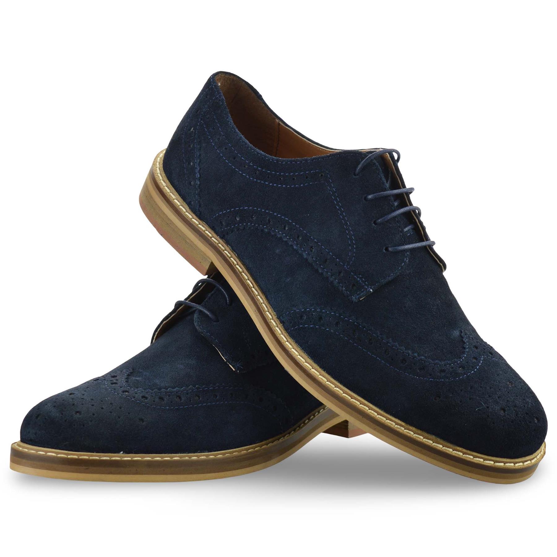 Mens Leather Brogue Shoes Smart Casual Lace Up Work Office Formal Brogues Size - Picture 27 of 27