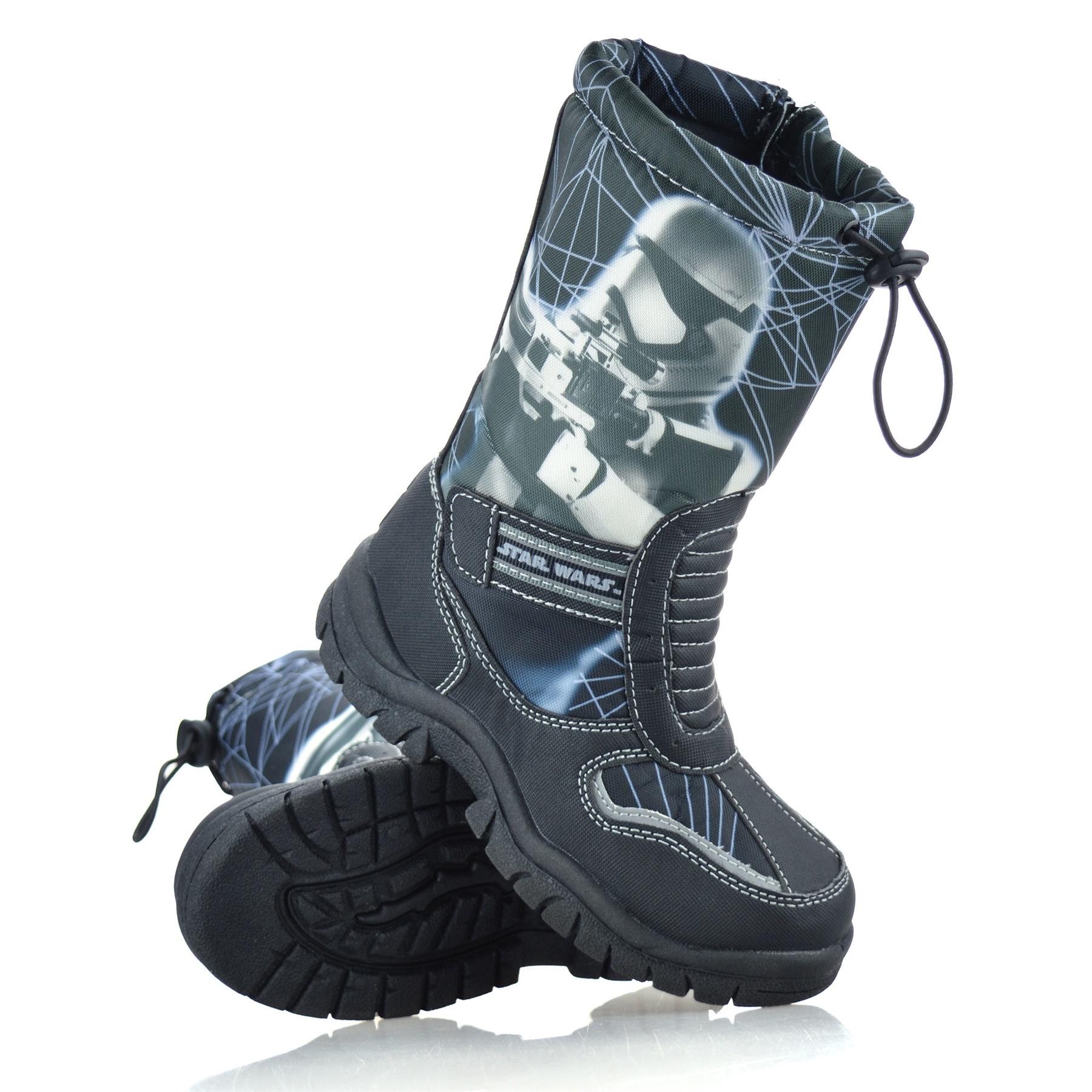 Boys Kids Star Wars Zip Up Waterproof Warm Fur Winter Snow Wellington Boots Size - Picture 14 of 14