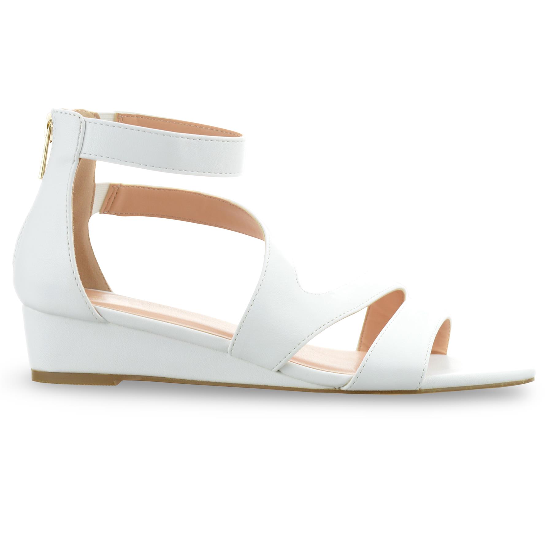 Ladies Womens Mid Wedge Heel Zip Up Gladiator Summer Strappy Sandals Shoes Size - Picture 34 of 39