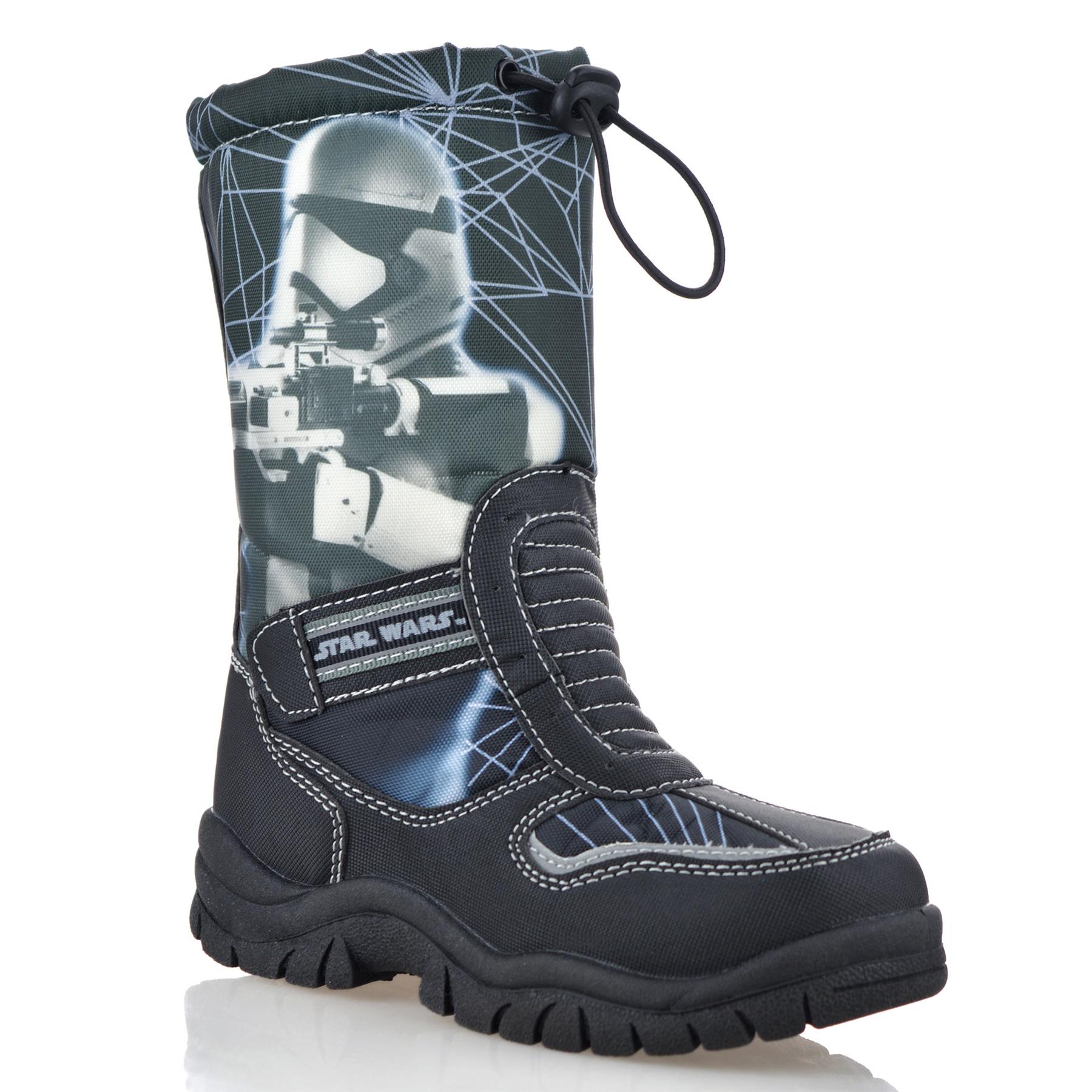 Boys Kids Star Wars Zip Up Waterproof Warm Fur Winter Snow Wellington Boots Size - Picture 9 of 14