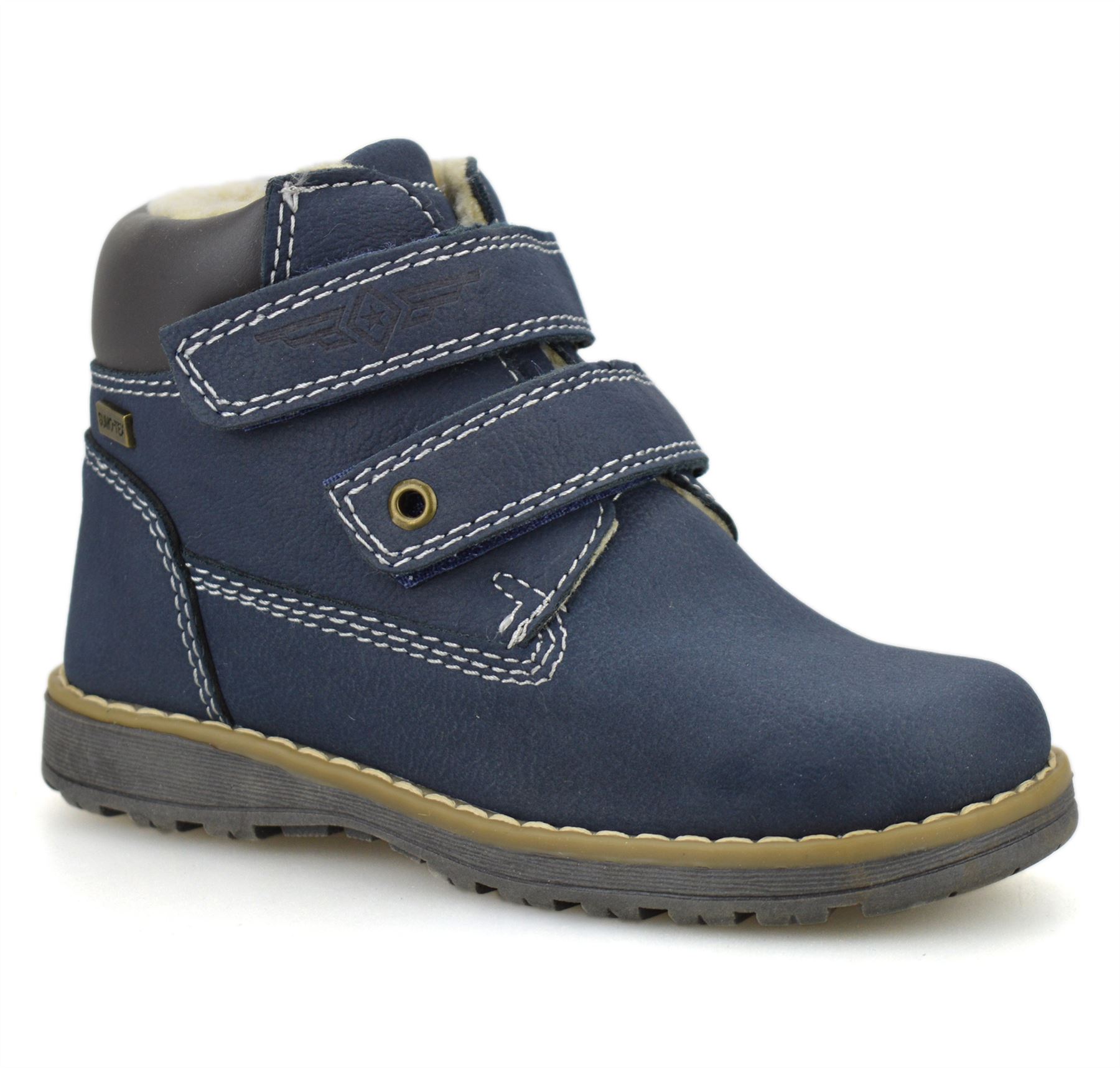 Boys Kids New Casual Touch Strap Warm Fur Winter Walking Ankle Boots Shoes Size - Picture 9 of 14