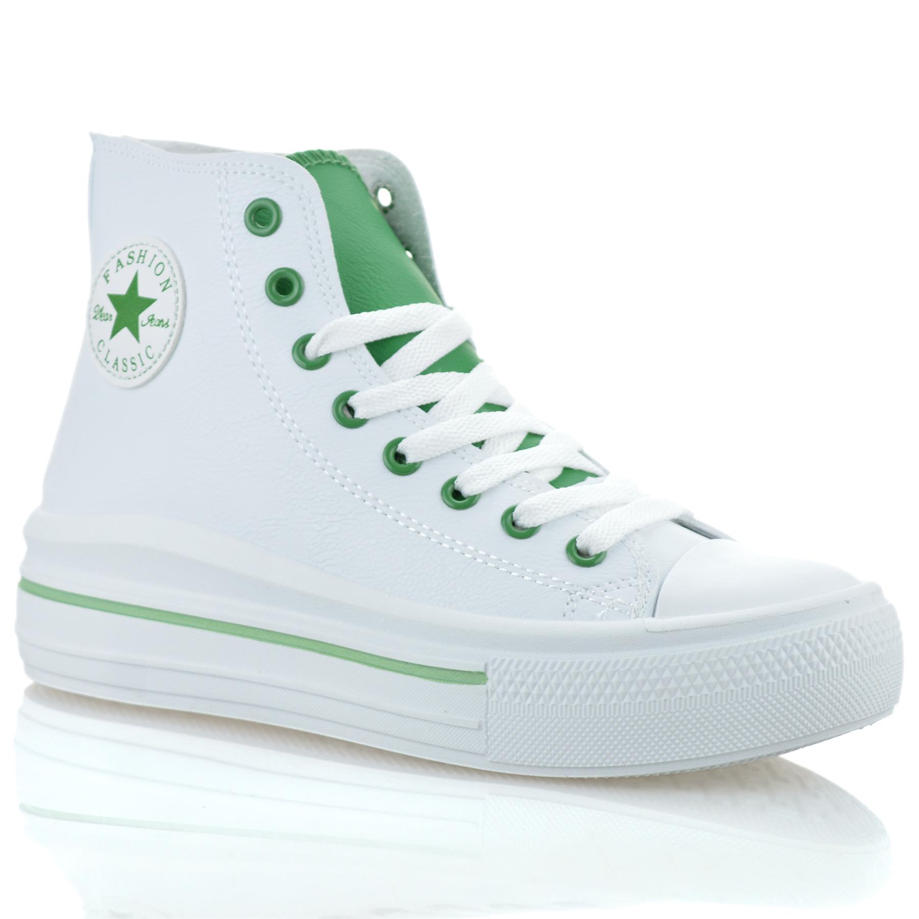 Ladies Womens Casual Hi Top Faux Leather Walking Gym Sports Trainers Shoes Size - Picture 19 of 32