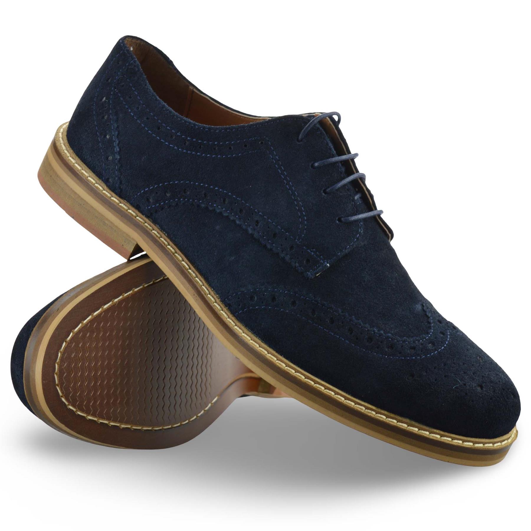 Mens Leather Brogue Shoes Smart Casual Lace Up Work Office Formal Brogues Size - Picture 20 of 27