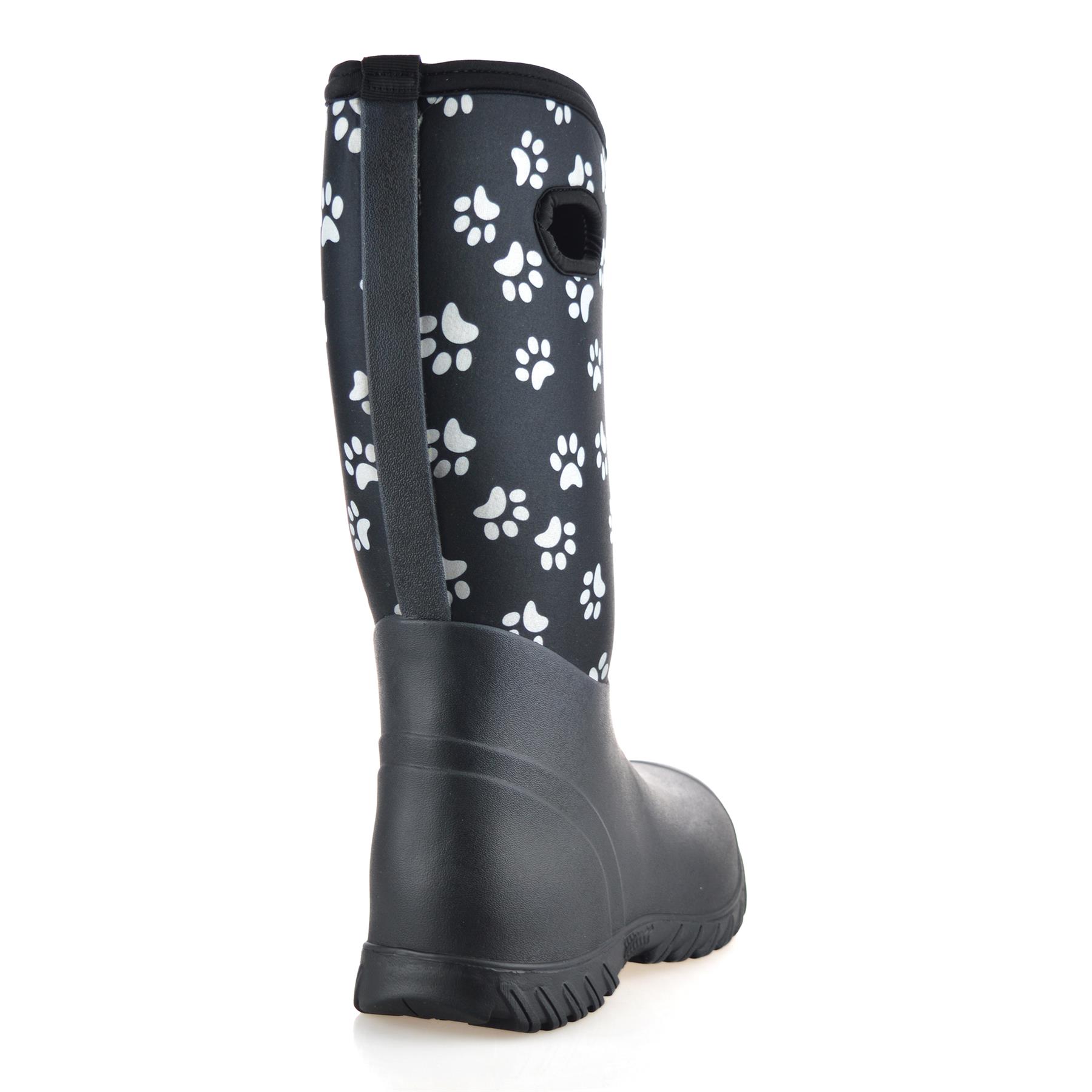 Womens Waterproof Neoprene Wellies Winter Rain Snow Wellington Boots Shoes Size - Picture 14 of 23