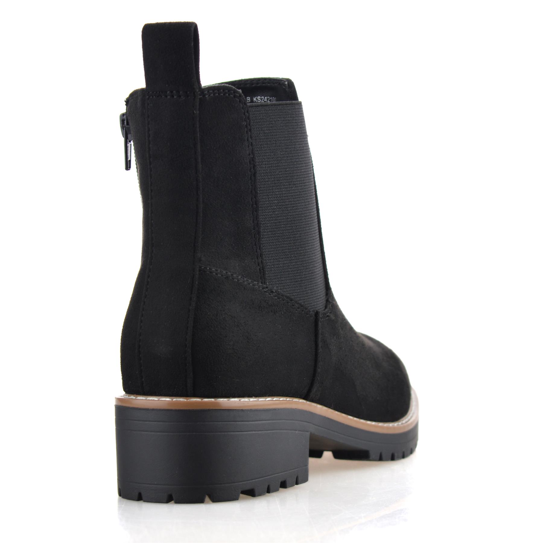 Damas Mujeres Tacón Medio Bloque Cremallera Caminar Chelsea Motociclista Botines Zapatos Talla - Imagen 14 de 25