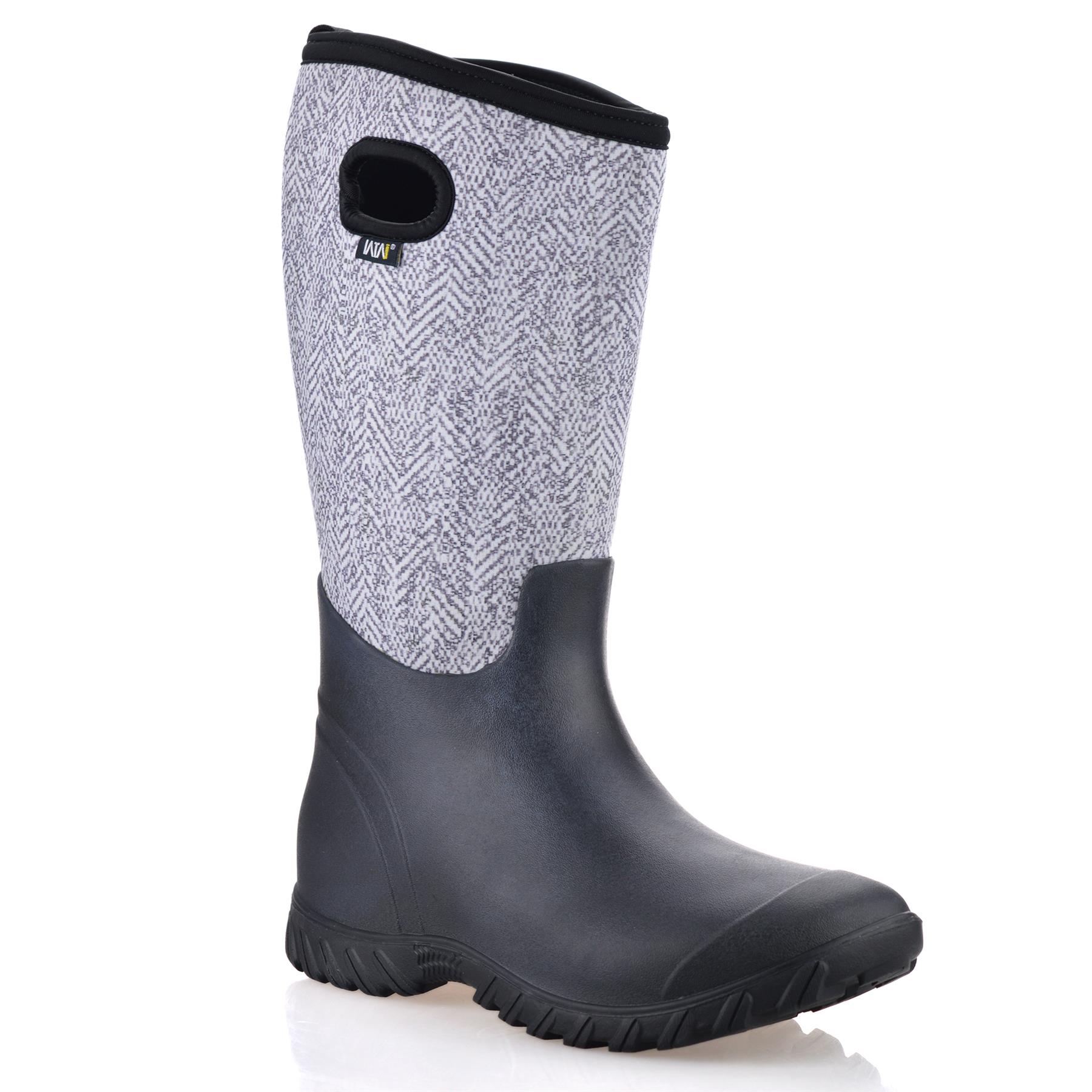 Womens Waterproof Neoprene Wellies Winter Rain Snow Wellington Boots Shoes Size - Picture 18 of 23