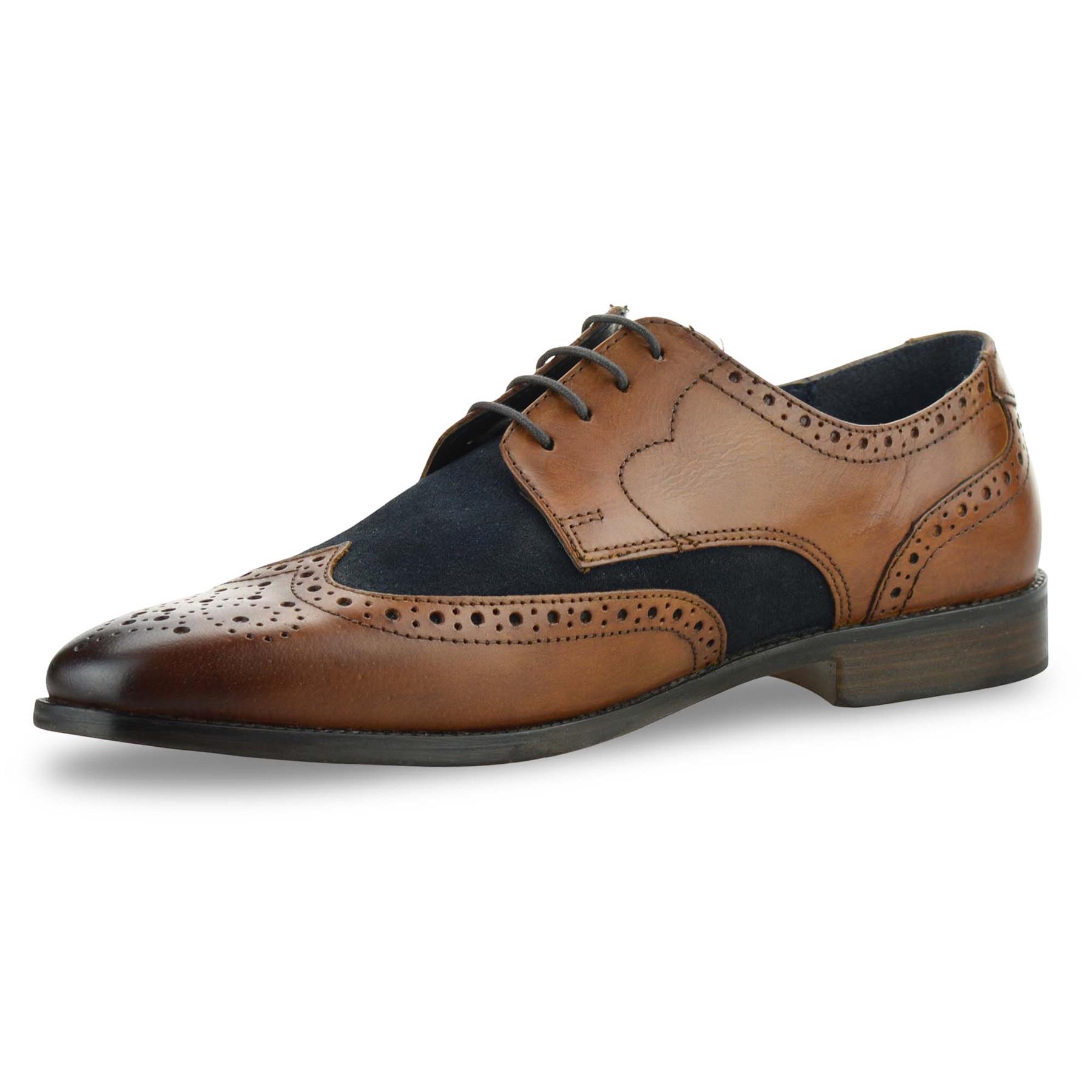 Mens Leather Brogue Shoes Smart Formal Casual Lace Up Work Office Brogues Size - Picture 14 of 18