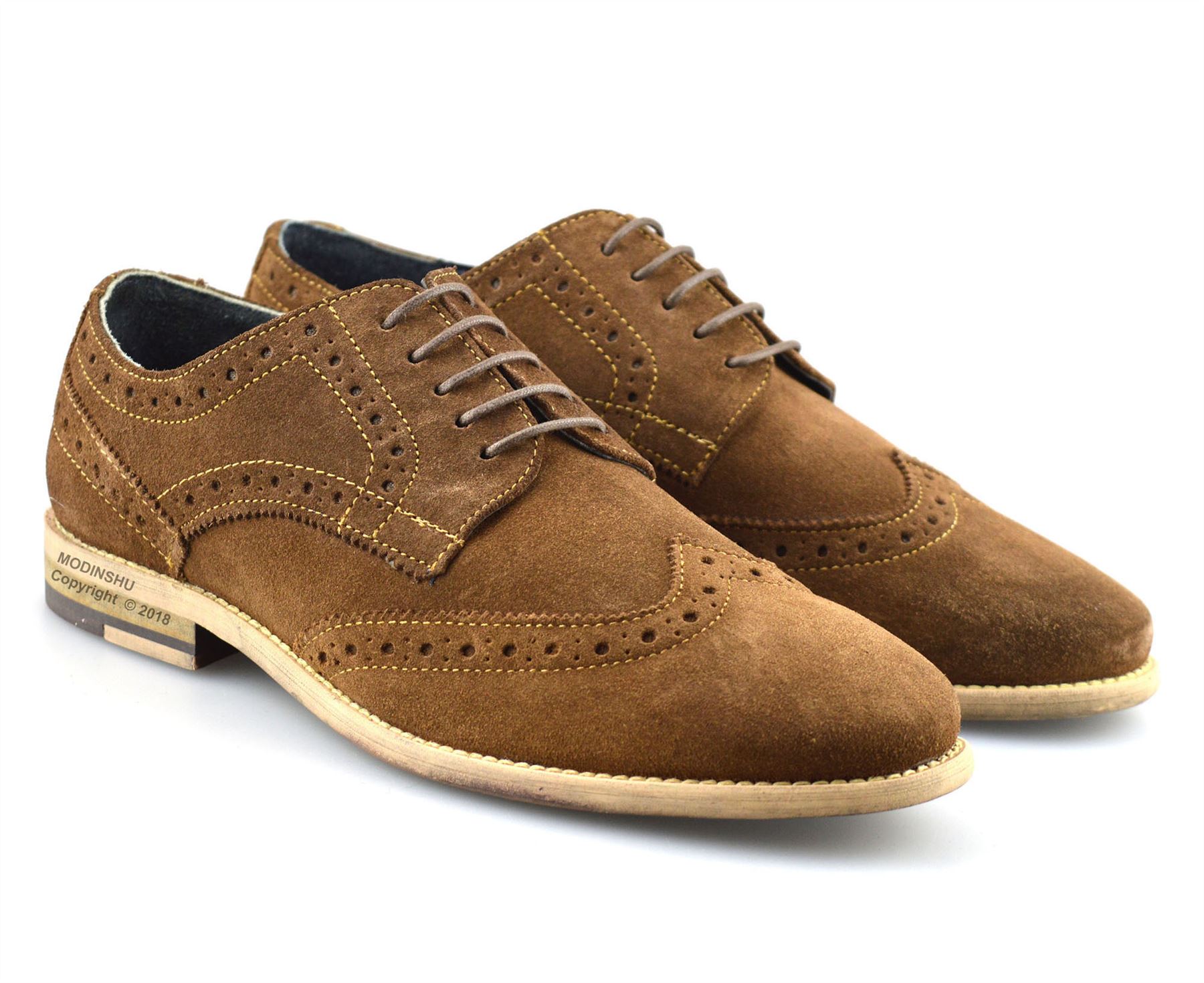 Mens Leather Suede Lace Up Casual Formal Office Work Lace Up Brogues
