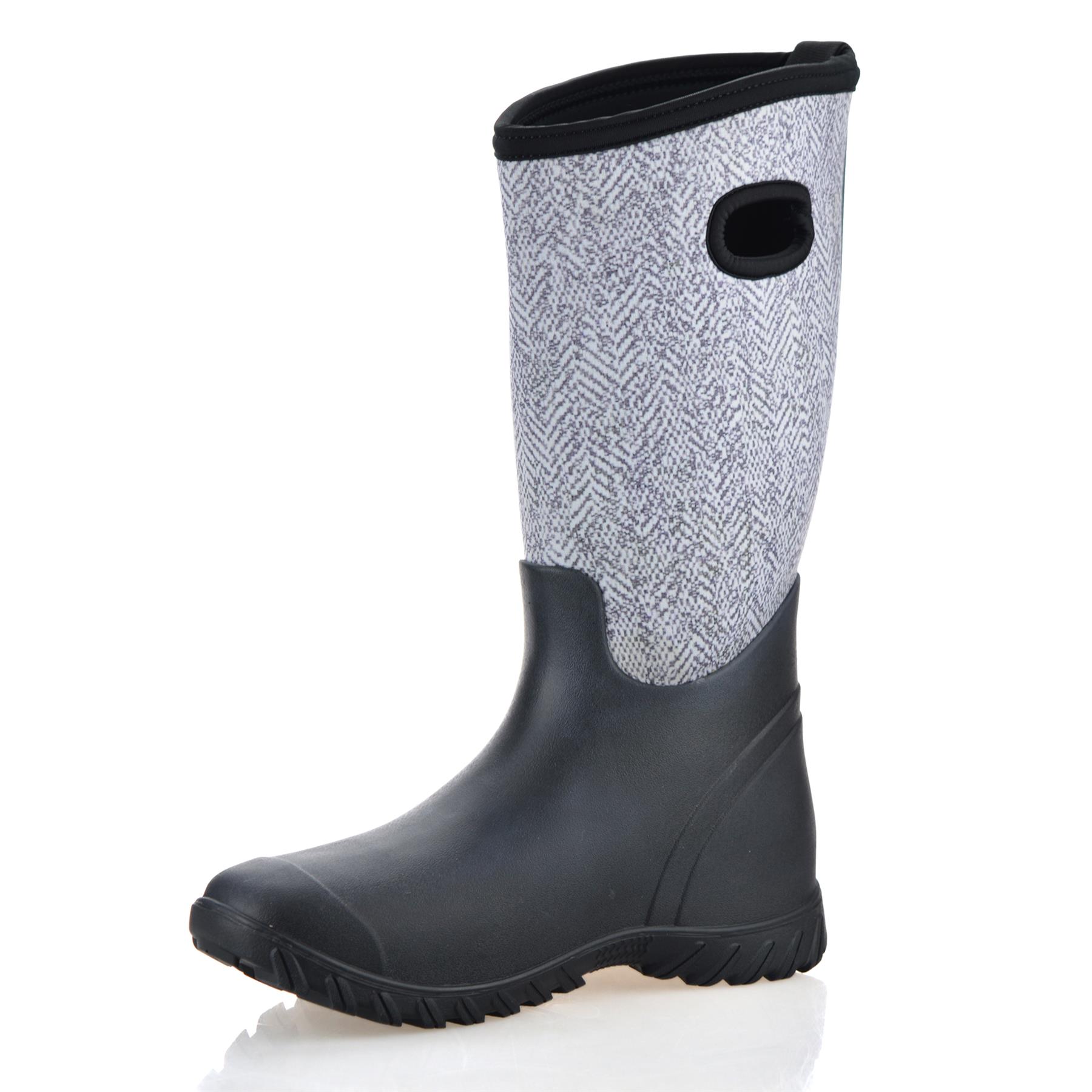 Womens Waterproof Neoprene Wellies Winter Rain Snow Wellington Boots Shoes Size - Picture 21 of 23