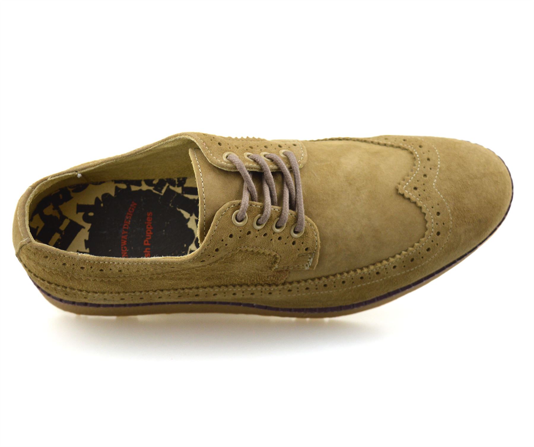 Mens Hush Puppies Leather Wide Fit Casual Smart Lace Up Oxford Brogue