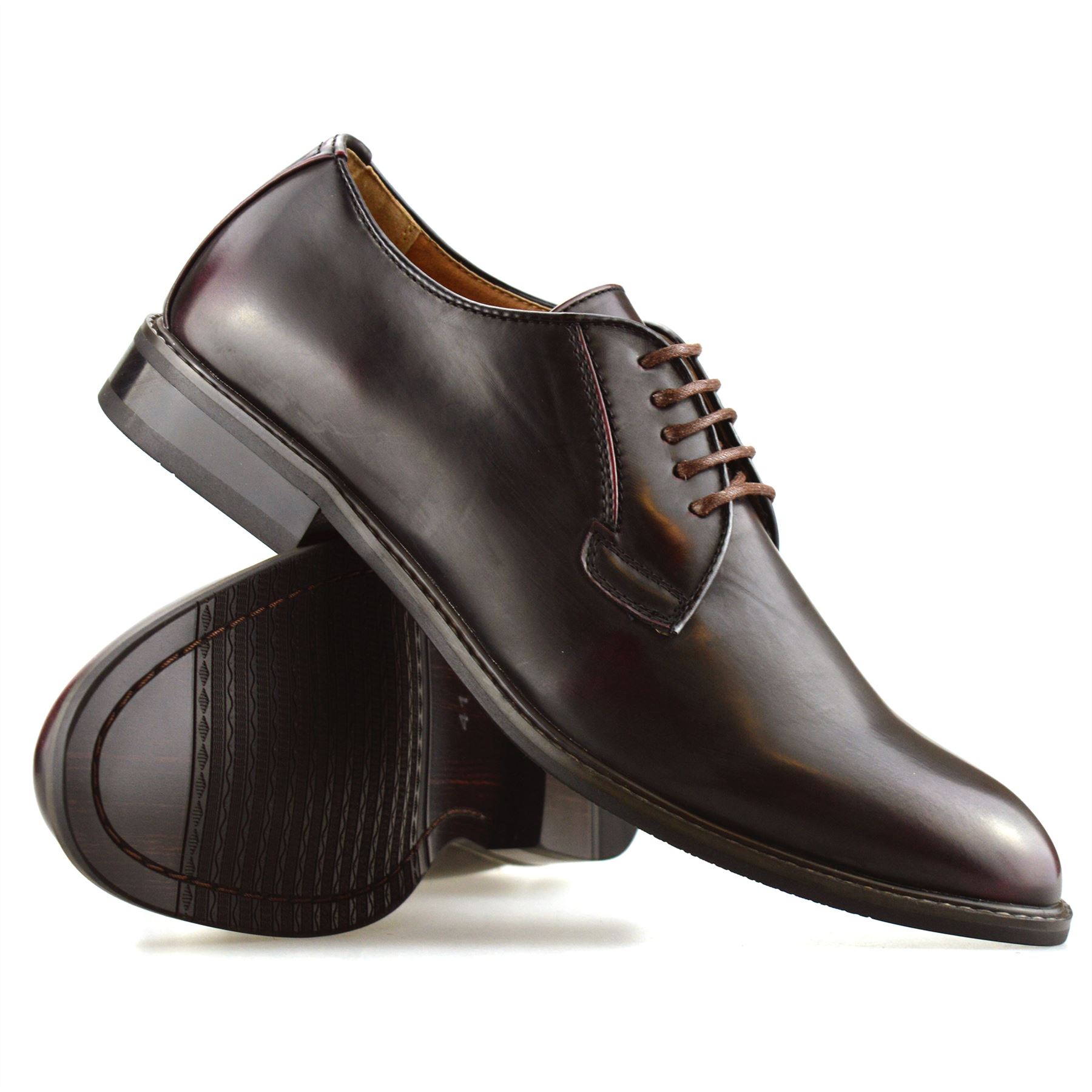 Mens Italian Oxblood Smart Formal Office Casual Lace Up Oxford Gibson