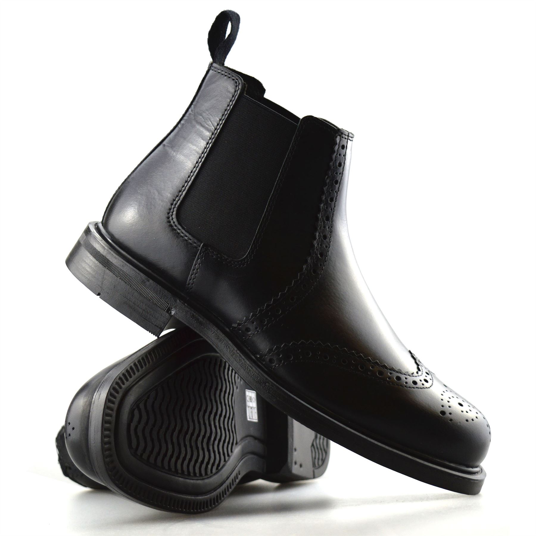 Mens New Leather Chelsea Dealer Work Formal Biker Brogue Ankle Boots