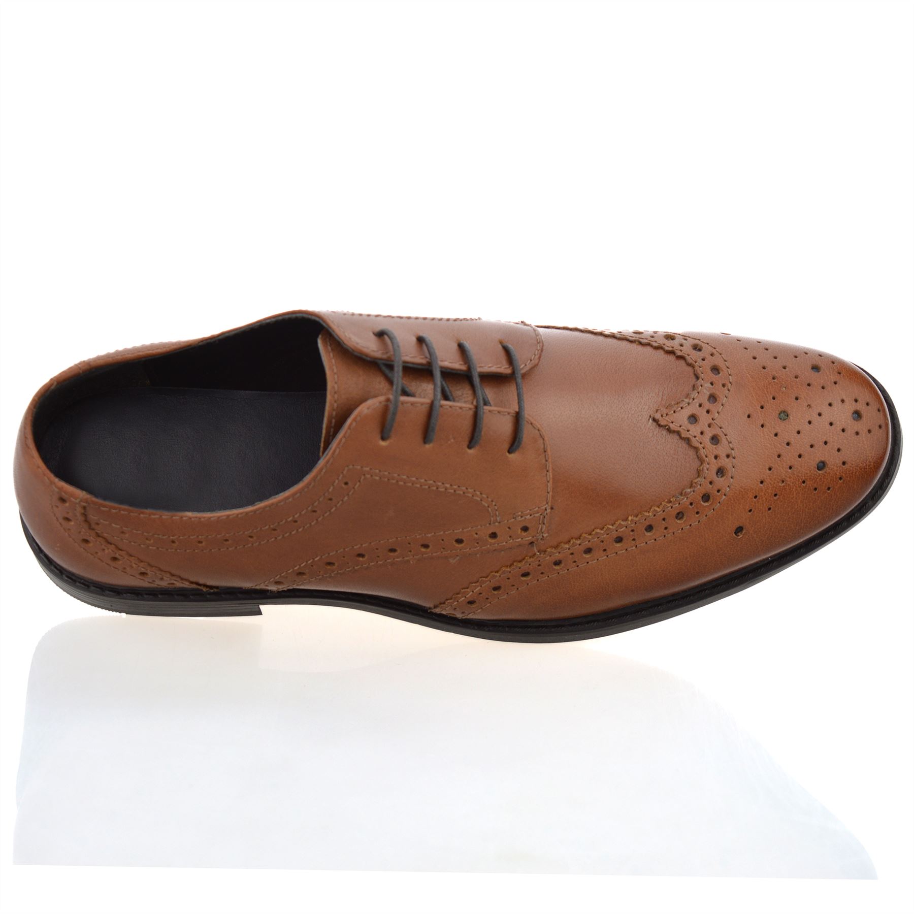 Mens Brogues Leather Smart Casual Lace Up Oxford School Work Office Shoes Size - Picture 14 of 16