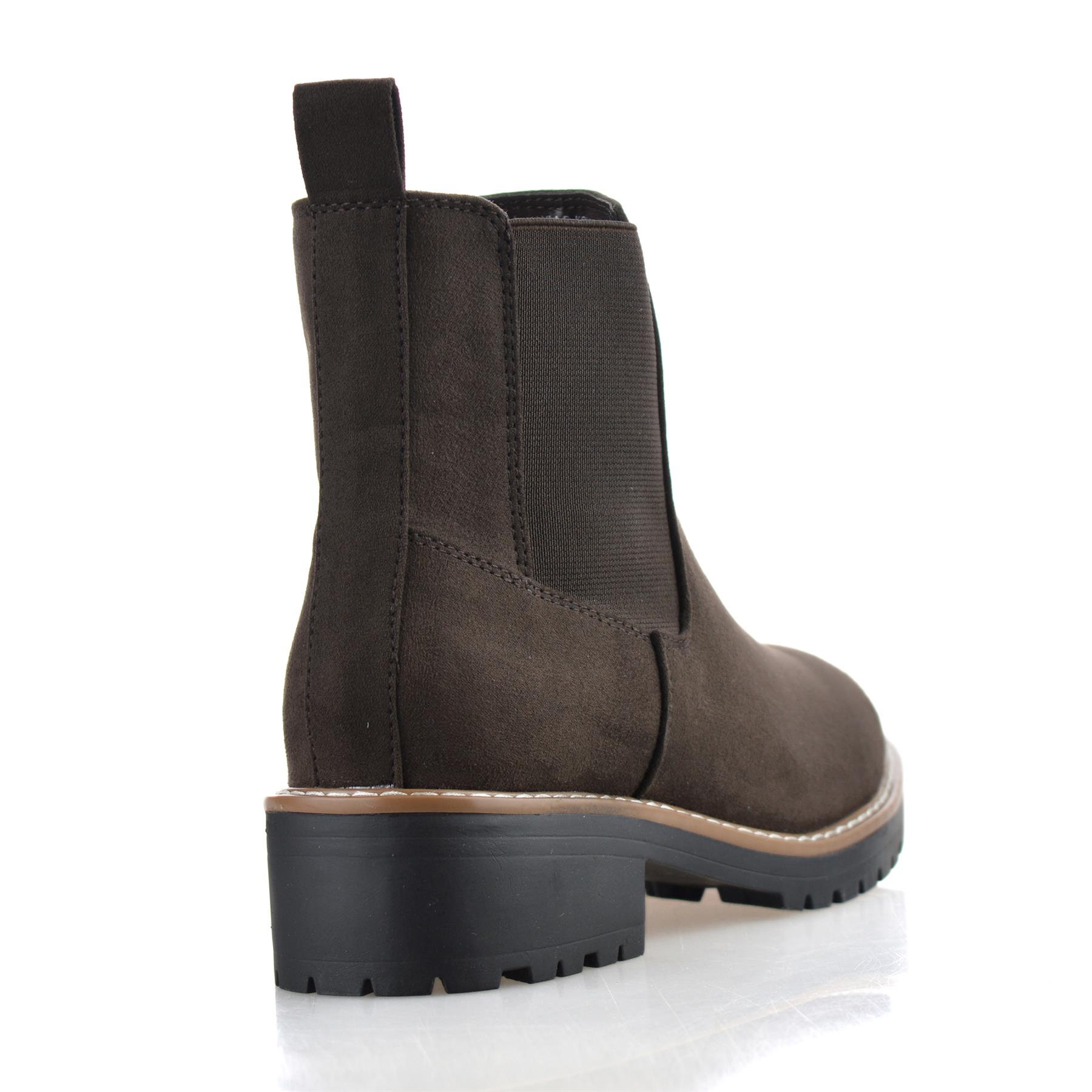Damas Mujeres Tacón Medio Bloque Cremallera Caminar Chelsea Motociclista Botines Zapatos Talla - Imagen 21 de 25