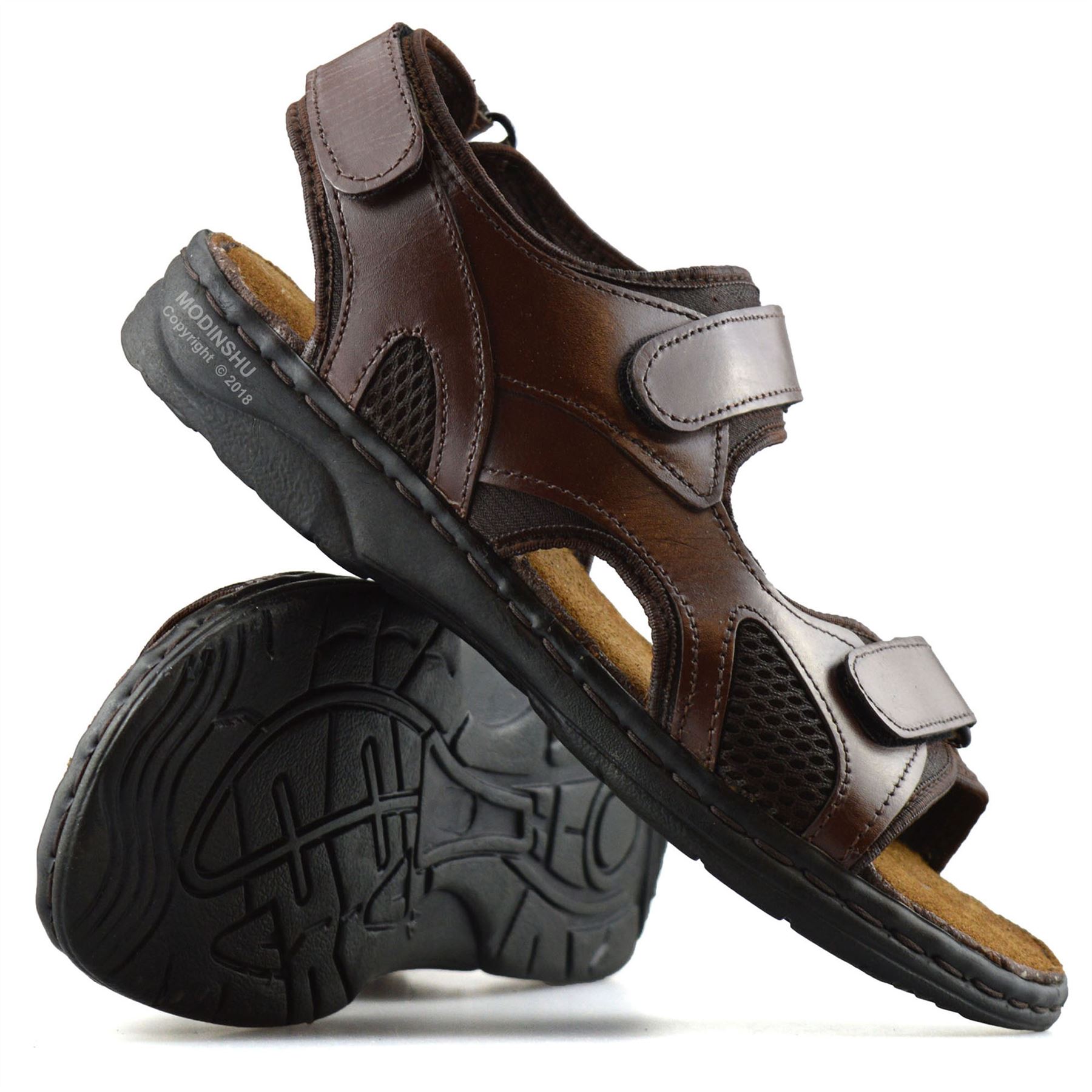 MENS LEATHER UPPER SUMMER HIKING WALKING TREKKING BEACH HOILDAY SANDALS SHOES SZ