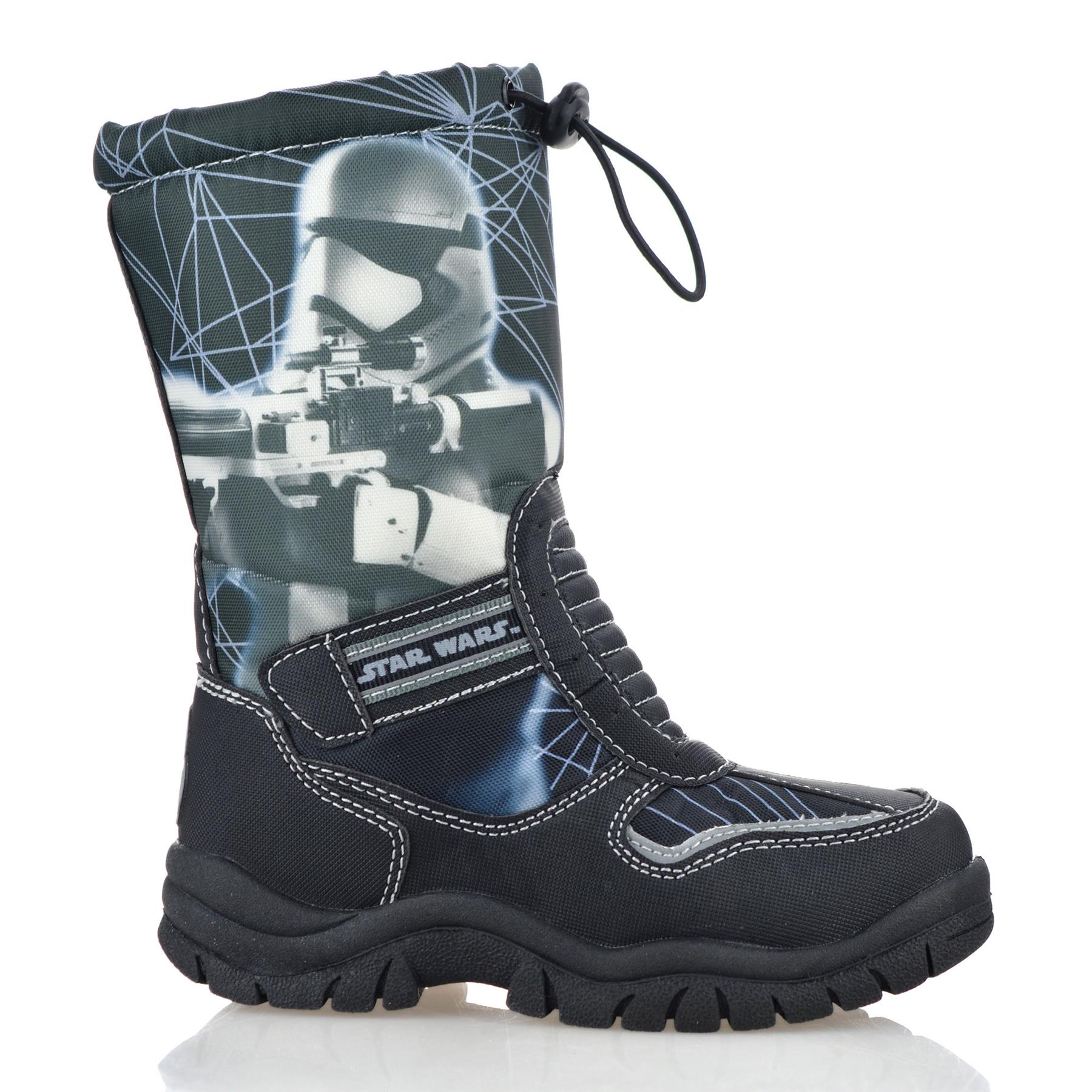Boys Kids Star Wars Zip Up Waterproof Warm Fur Winter Snow Wellington Boots Size - Picture 10 of 14