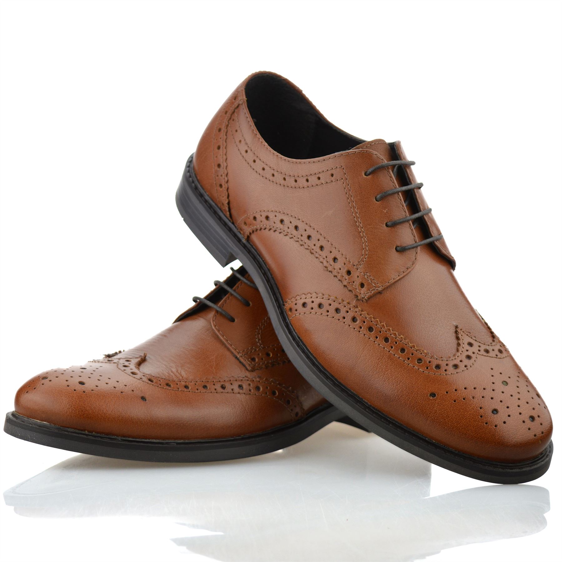 Mens Brogues Leather Smart Casual Lace Up Oxford School Work Office Shoes Size - Picture 16 of 16