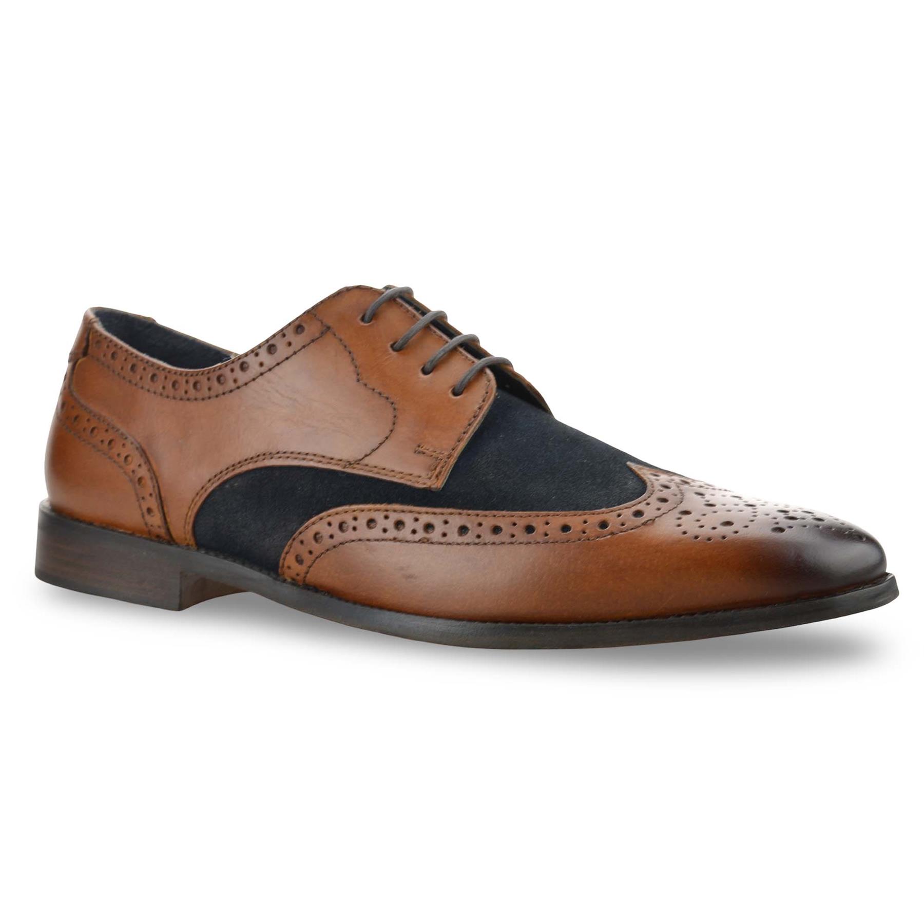 Mens Leather Brogue Shoes Smart Formal Casual Lace Up Work Office Brogues Size - Picture 11 of 18