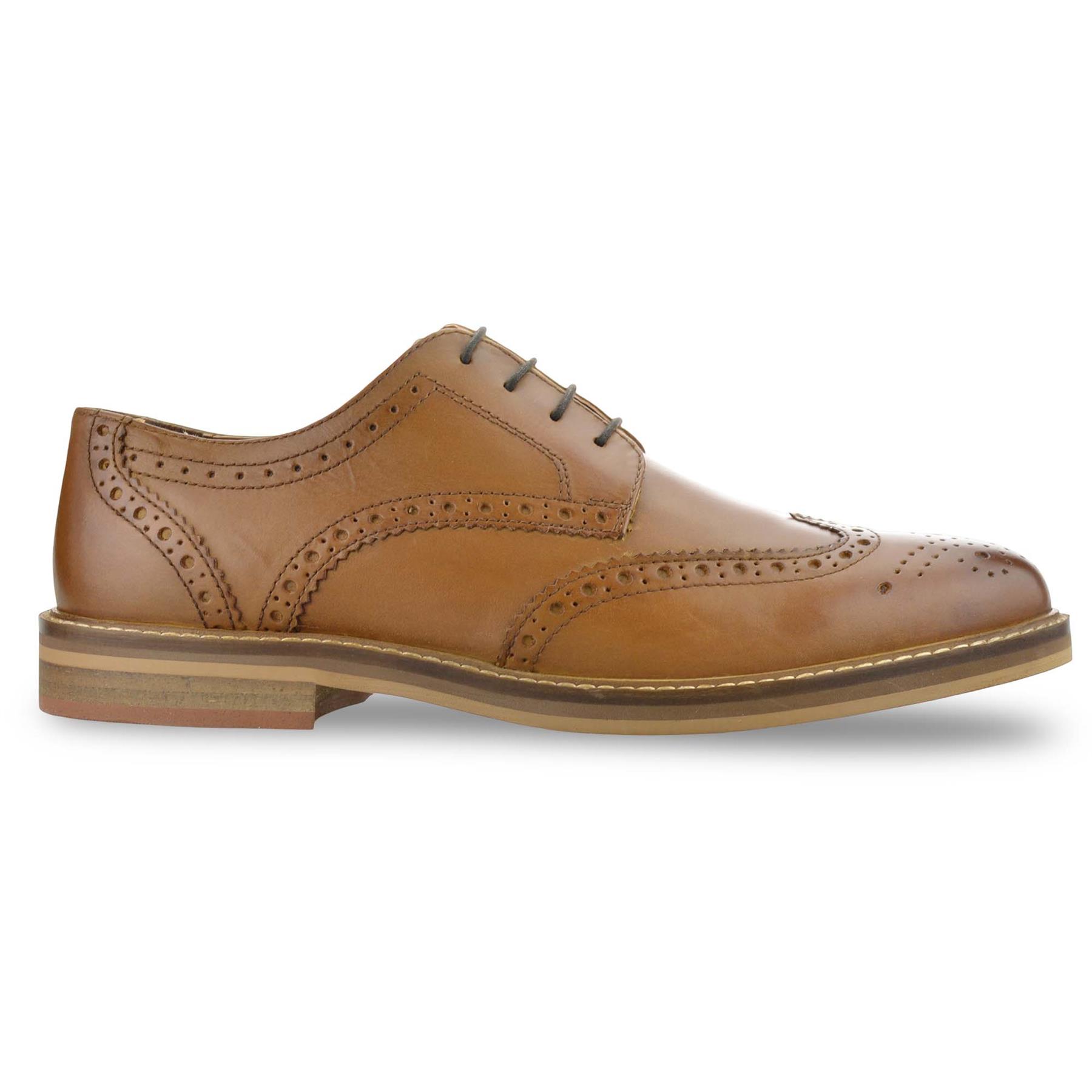 Mens Leather Brogue Shoes Smart Casual Lace Up Work Office Formal Brogues Size - Picture 14 of 27