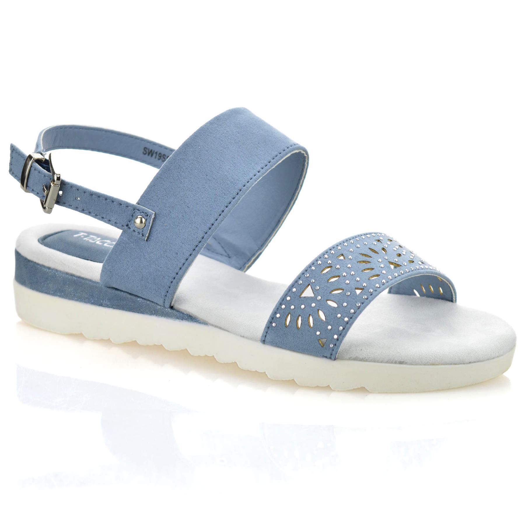 Sandalias informales de verano para mujer con tacón medio de cuña de espuma viscoelástica con honda trasera talla - Imagen 10 de 16