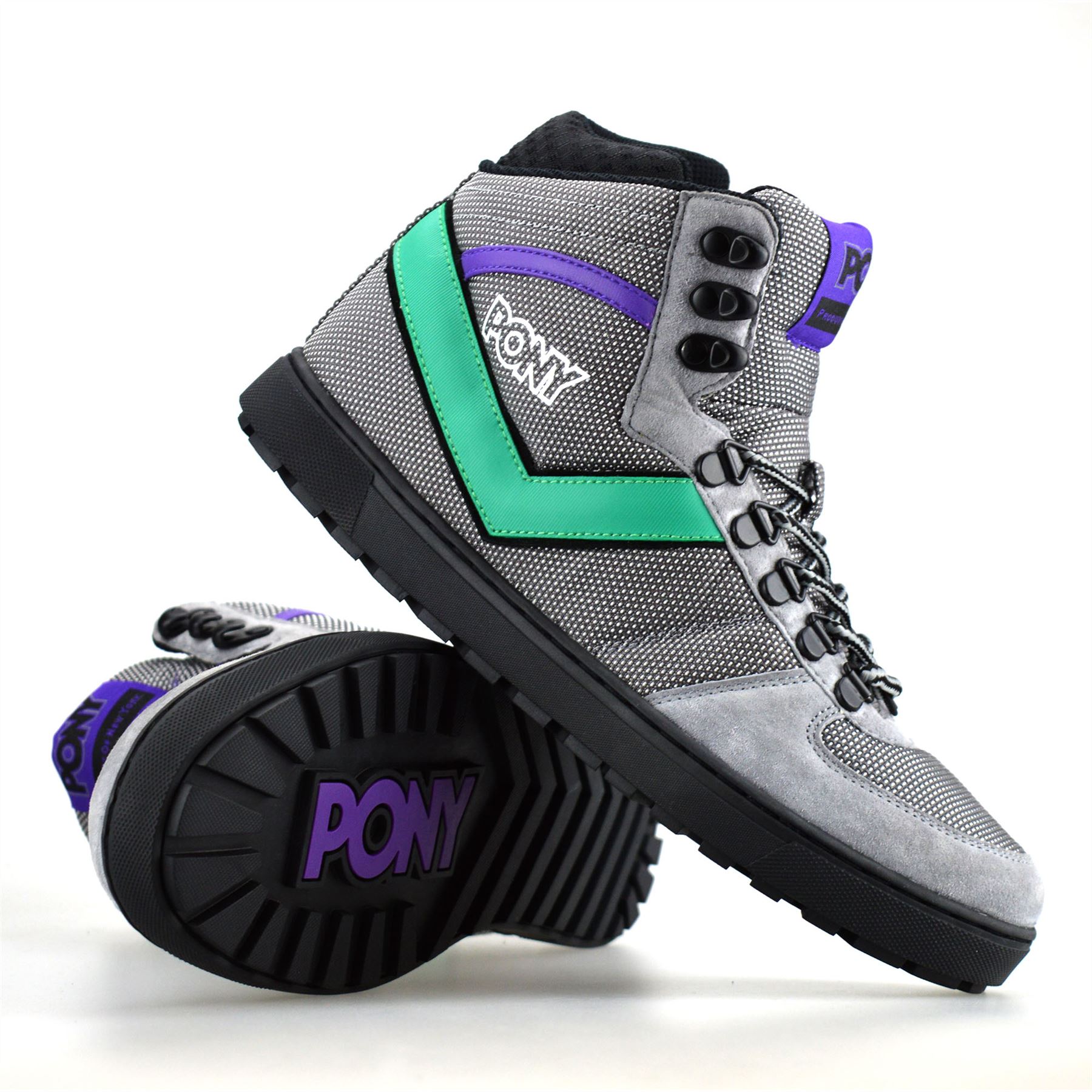 Mens Pony Beater Leather Hi Tops Walking Hiking Ankle Boots Trainers