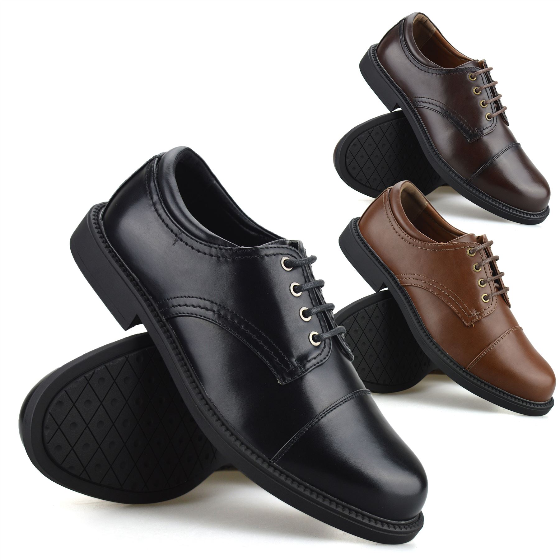 Mens Smart Formal Lace Up Work Office School Toe Cap Casual Oxford Shoes Size